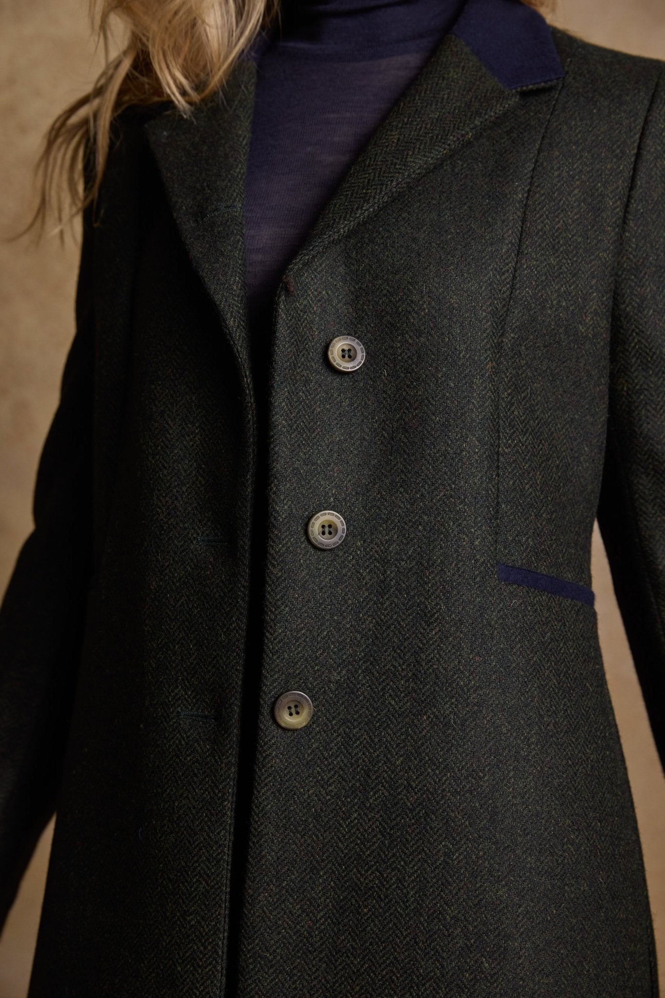 Jack Murphy Ireland - Isabella Tweed Coat - Green Herringbone - Tweed