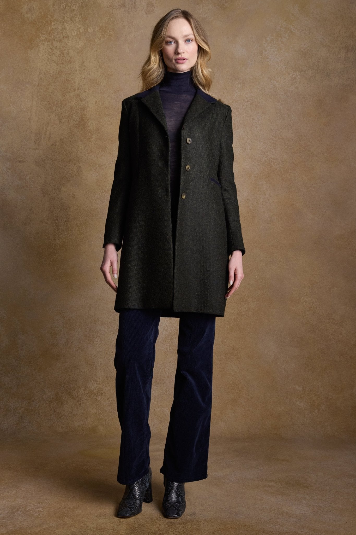 Jack Murphy Ireland - Isabella Tweed Coat - Green Herringbone - Tweed