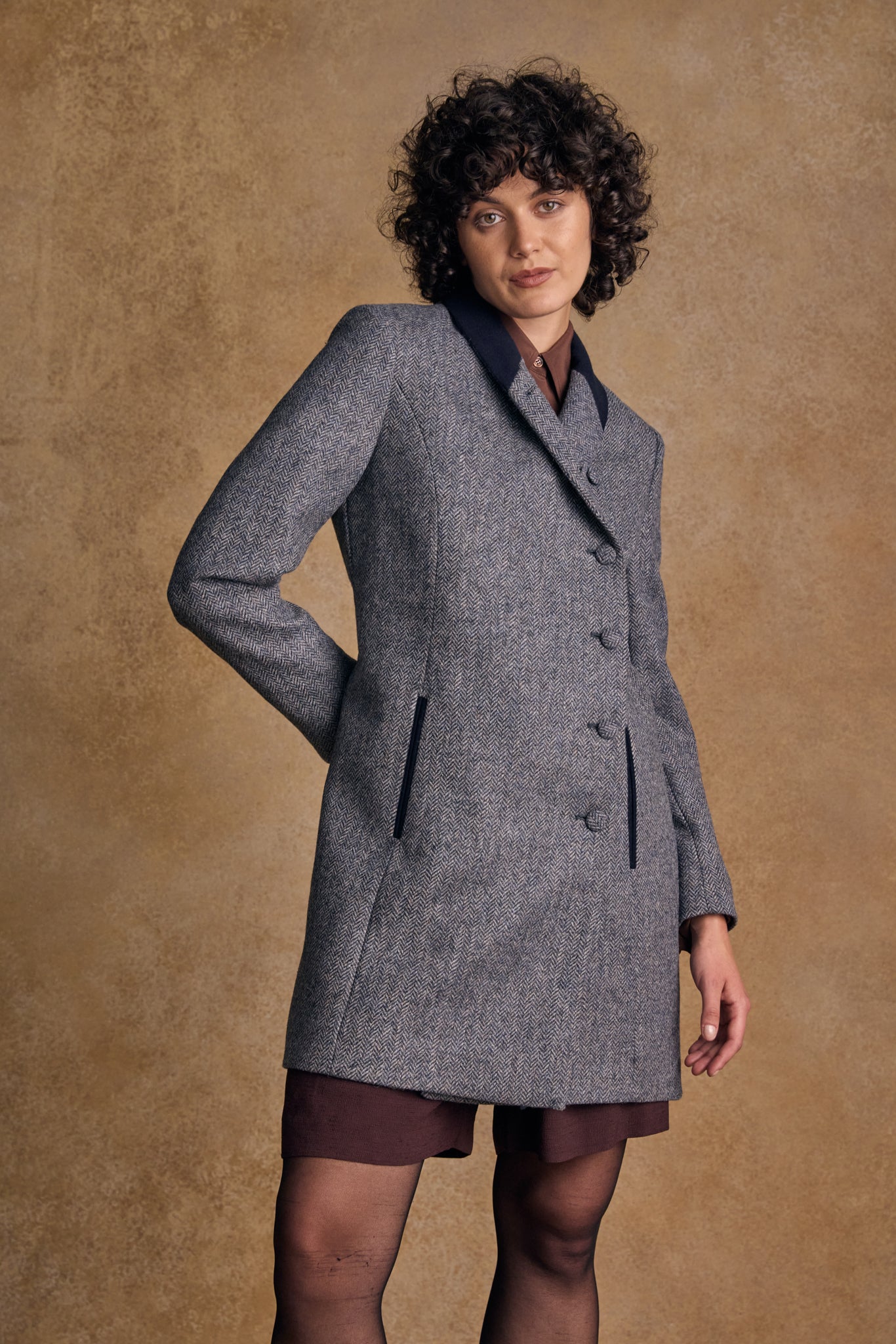 Jack Murphy Ireland - Robin Tweed Coat - Denim Herringbone - Tweed
