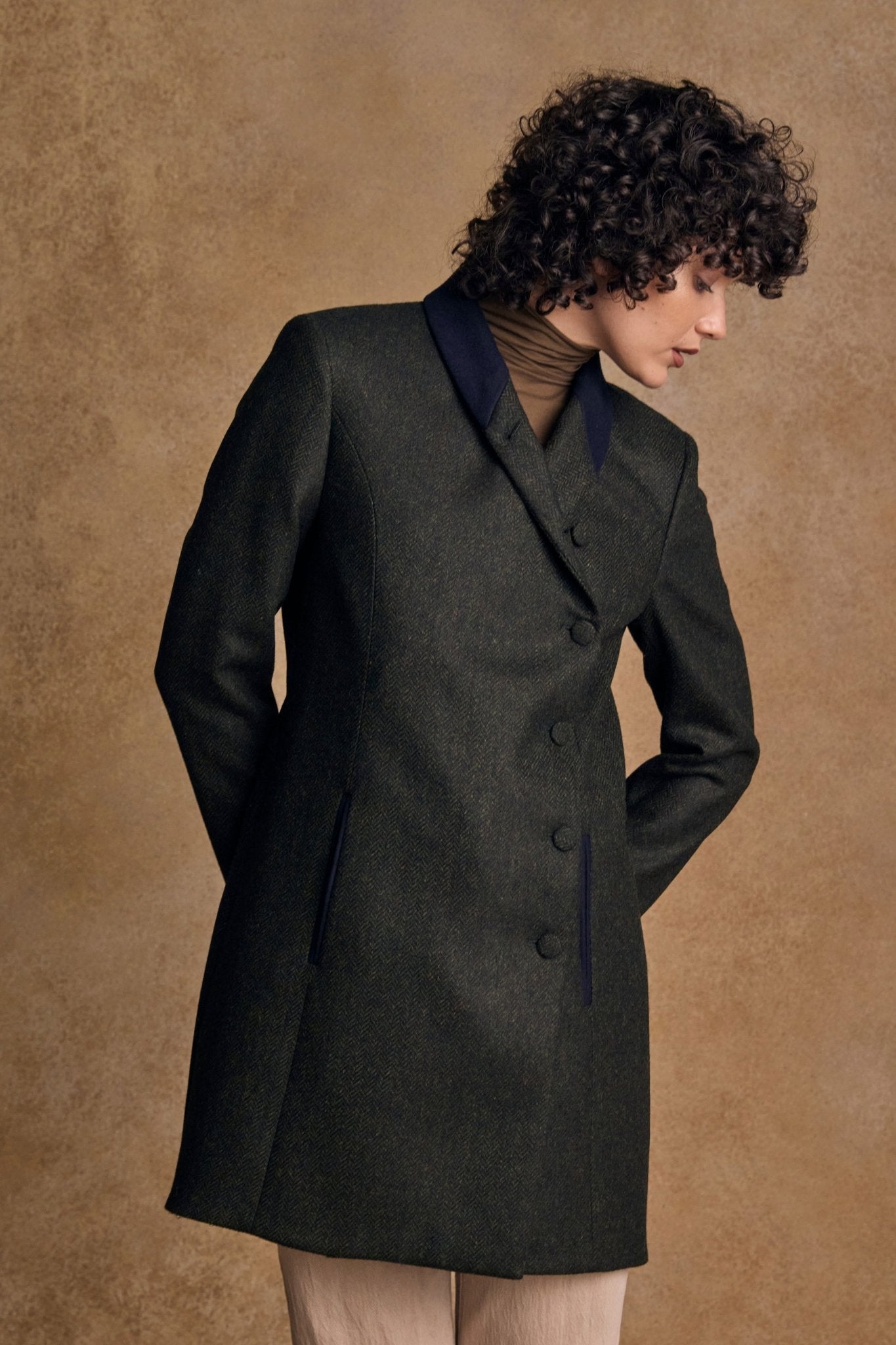 Jack Murphy Ireland - Robin Tweed Coat - Deep Green Herringbone - Tweed