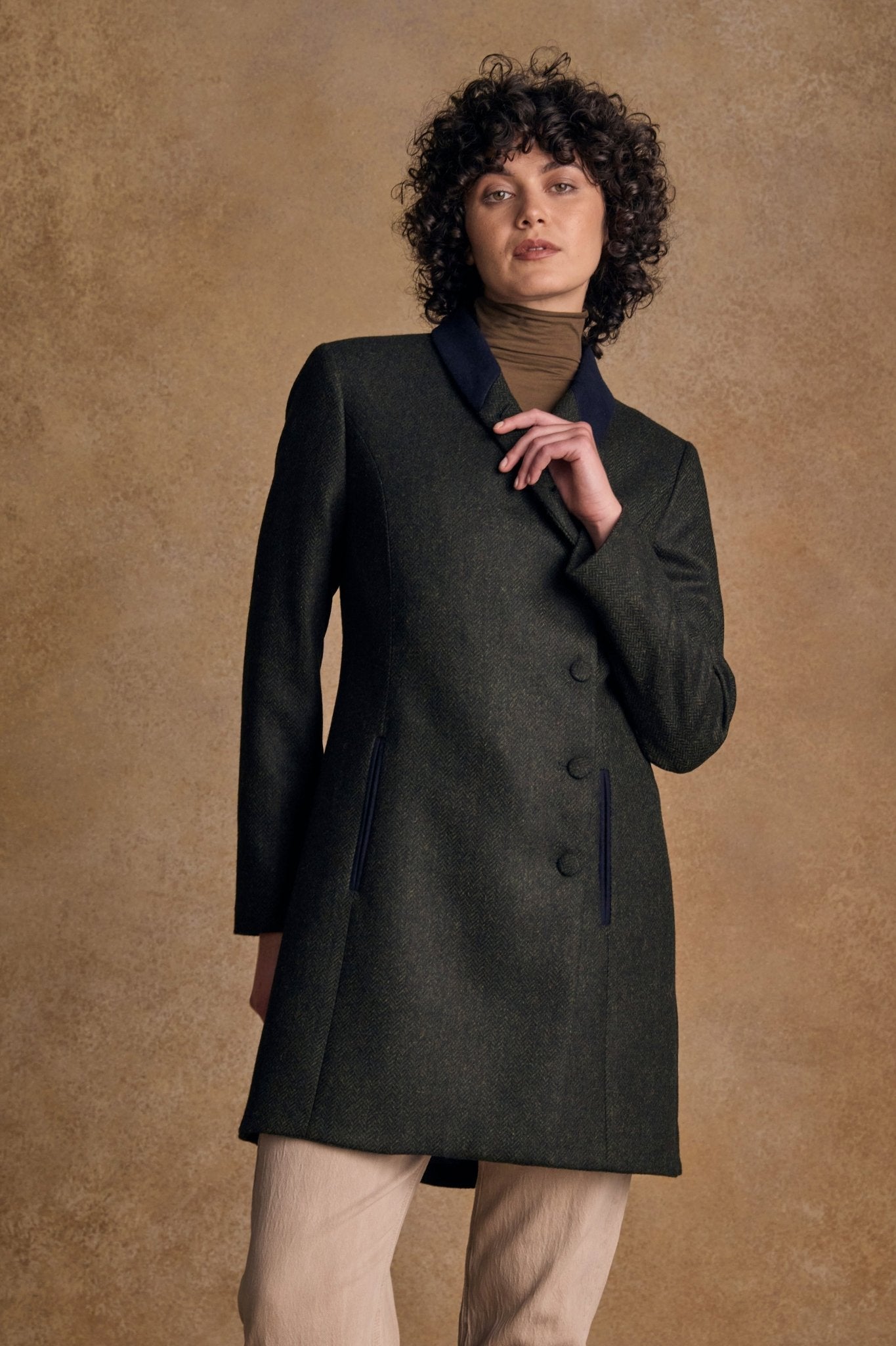 Jack Murphy Ireland - Robin Tweed Coat - Deep Green Herringbone - Tweed