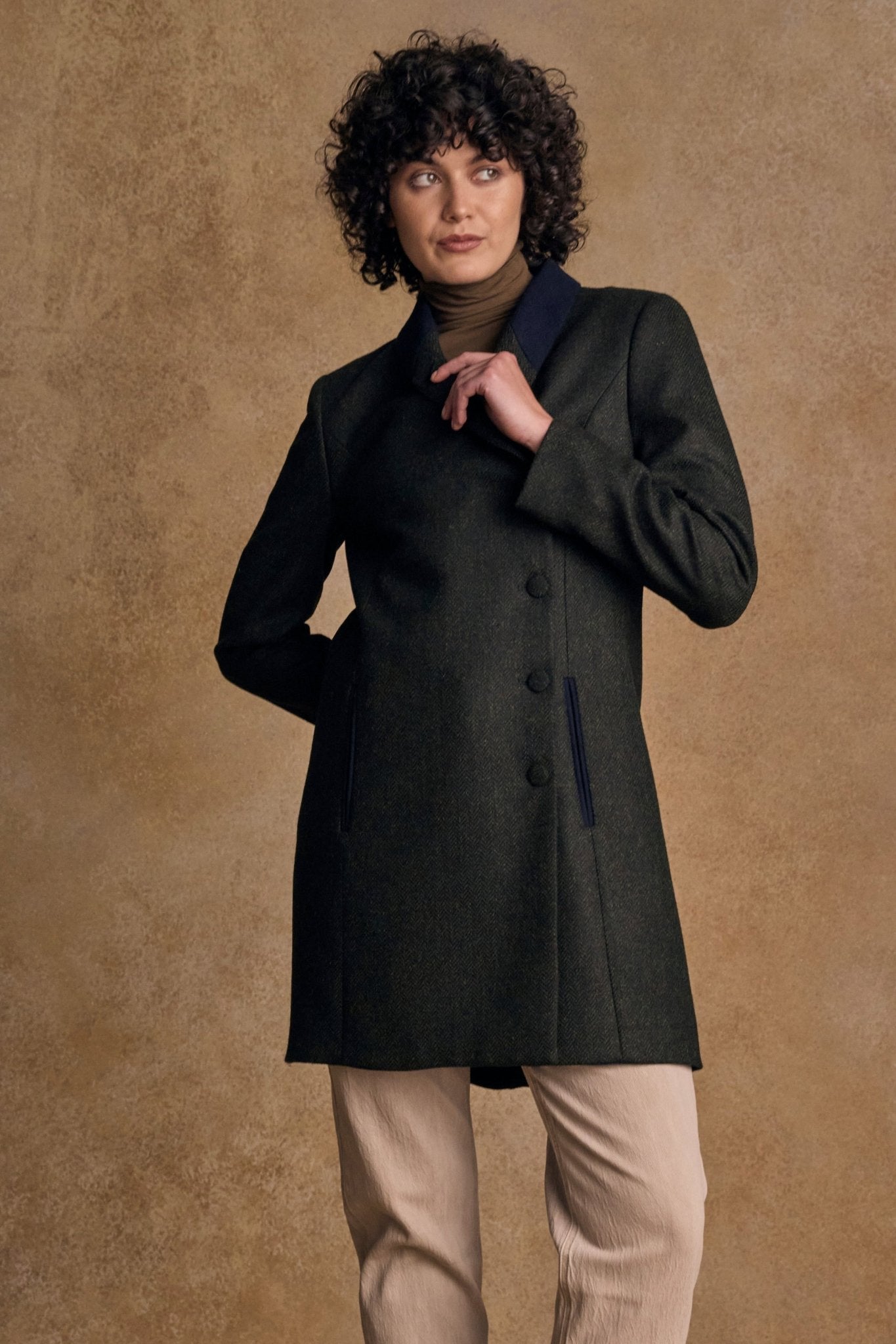 Jack Murphy Ireland - Robin Tweed Coat - Deep Green Herringbone - Tweed