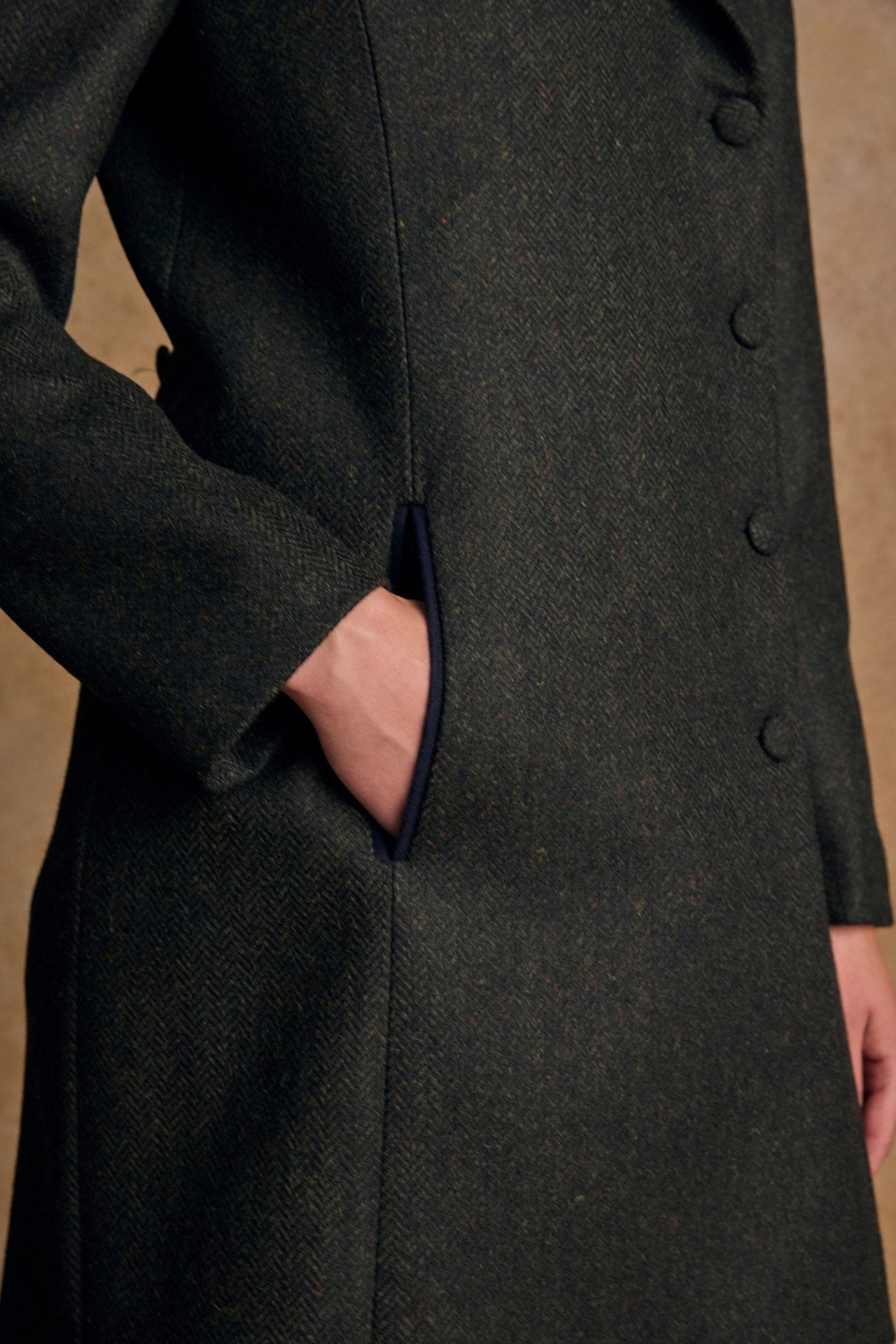 Jack Murphy Ireland - Robin Tweed Coat - Deep Green Herringbone - Tweed
