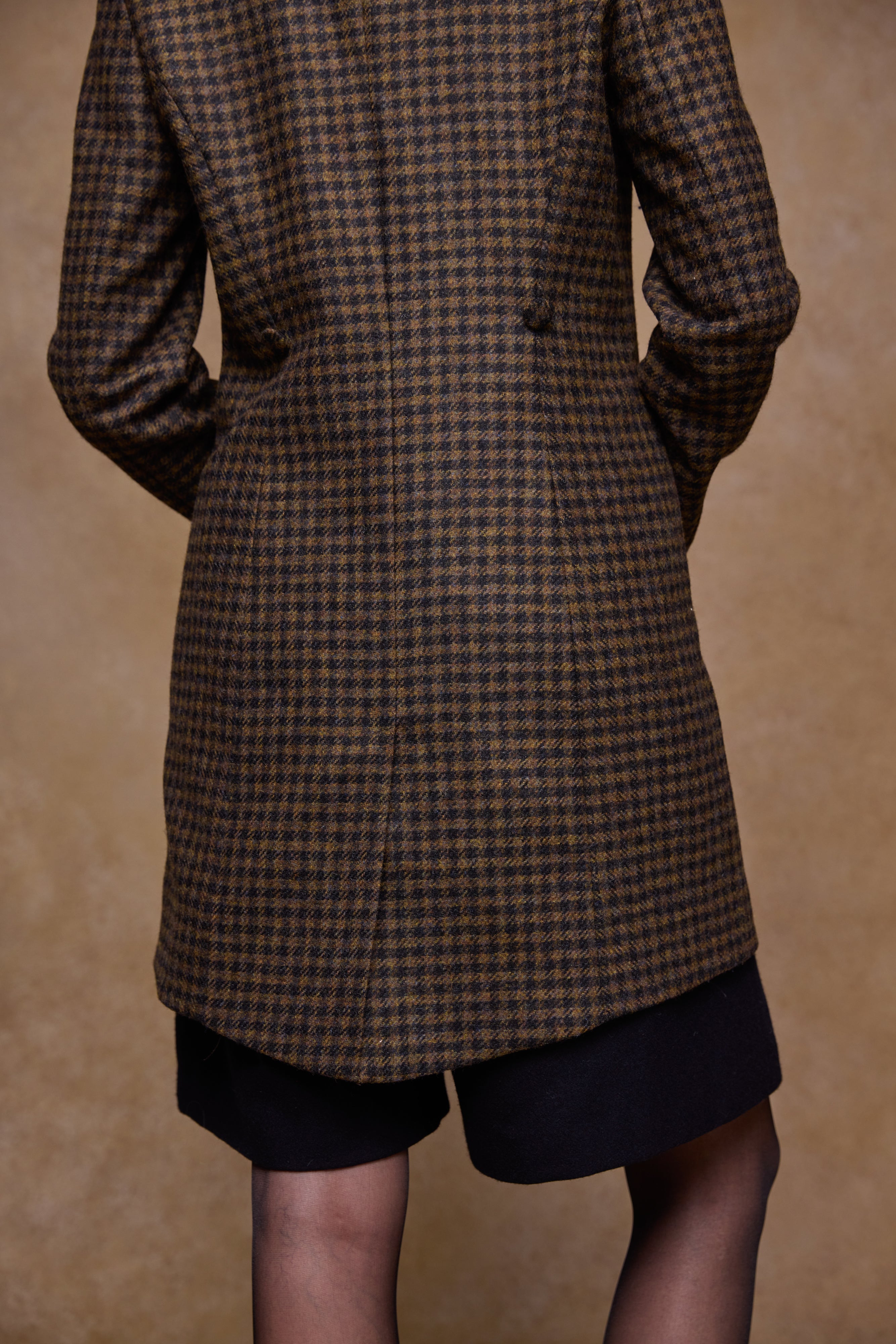 Robin Tweedmantel - Denim Fischgrätmuster