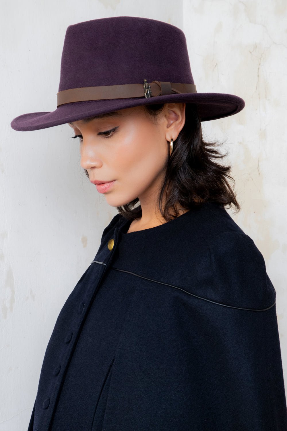 Jack Murphy Ireland - Aisling II Tailored Cape - Deep Navy Melton - Tweed