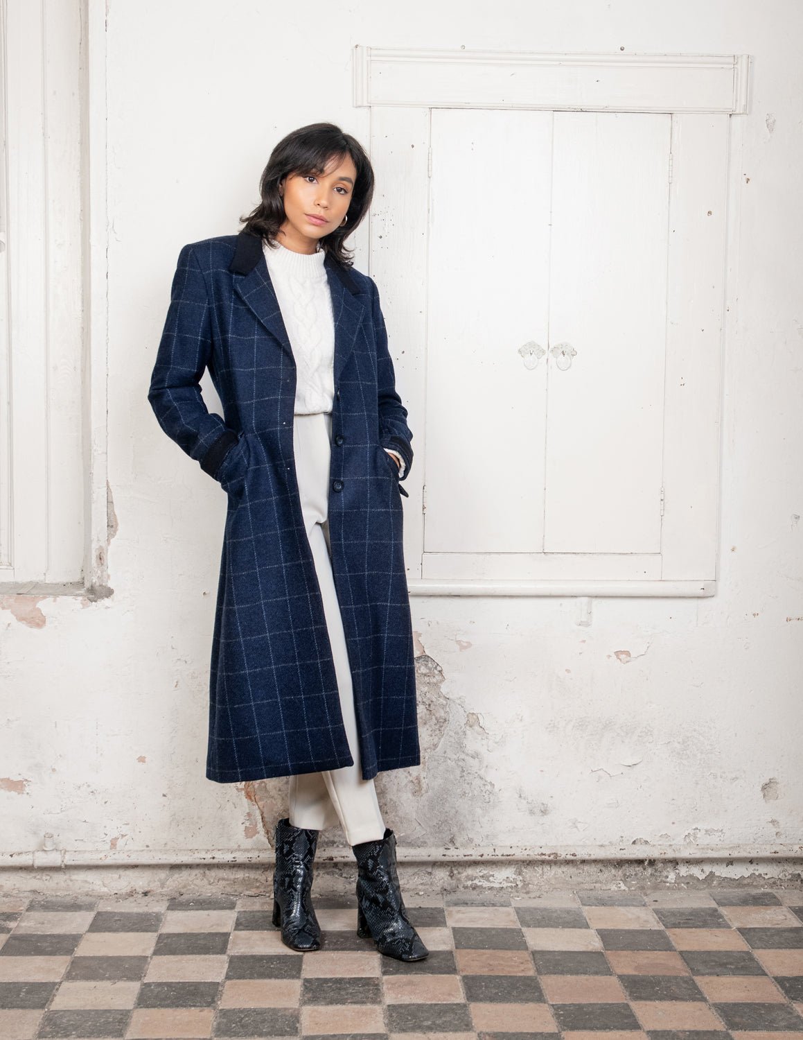 Jack Murphy Ireland - Fran Tweed Coat - Navy Check - Tweed