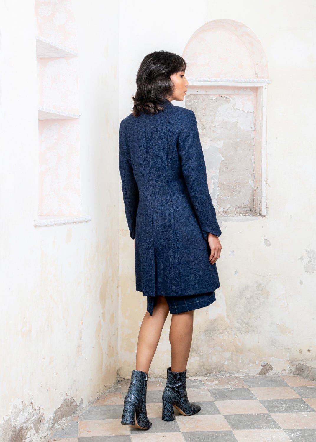 Jack Murphy Ireland - Isabella Tweed Coat - Navy Herringbone - Tweed