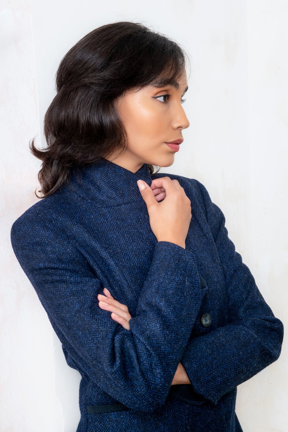 Jack Murphy Ireland - Isabella Tweed Coat - Navy Herringbone - Tweed