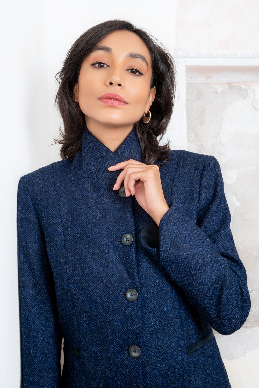 Jack Murphy Ireland - Isabella Tweed Coat - Navy Herringbone - Tweed