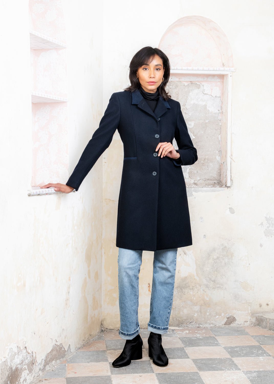 Jack Murphy Ireland - Isabella Tweed Coat - Navy Melton - Tweed