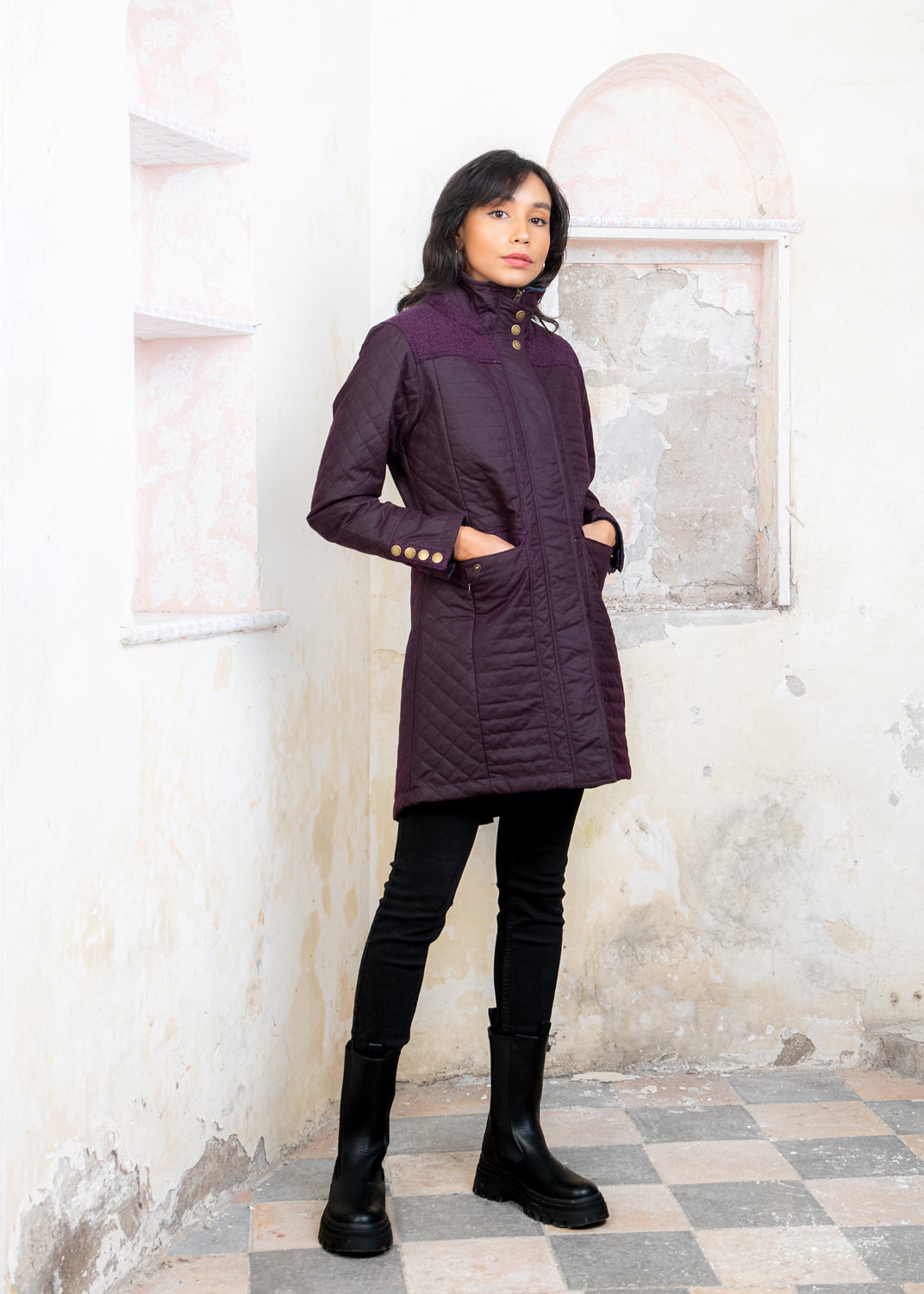 Jodie Wax Coat - Claret - Jack Murphy Ireland