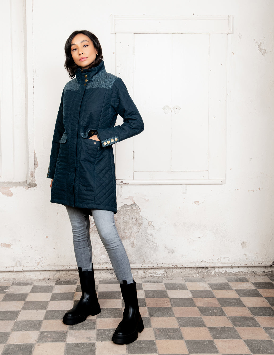 Jodie Wax Coat - Teal - Jack Murphy Ireland