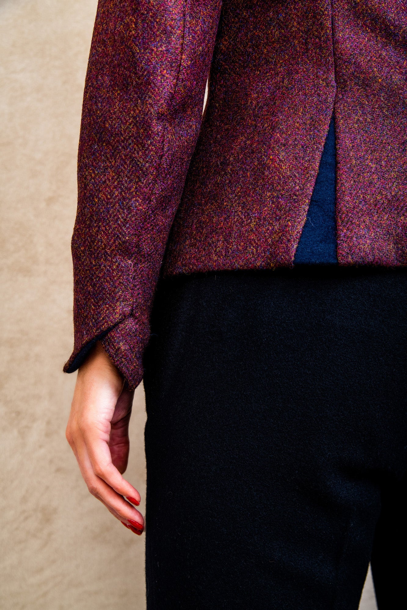 Sasha Tweed Jacket - Berry Herringbone - Jack Murphy Ireland