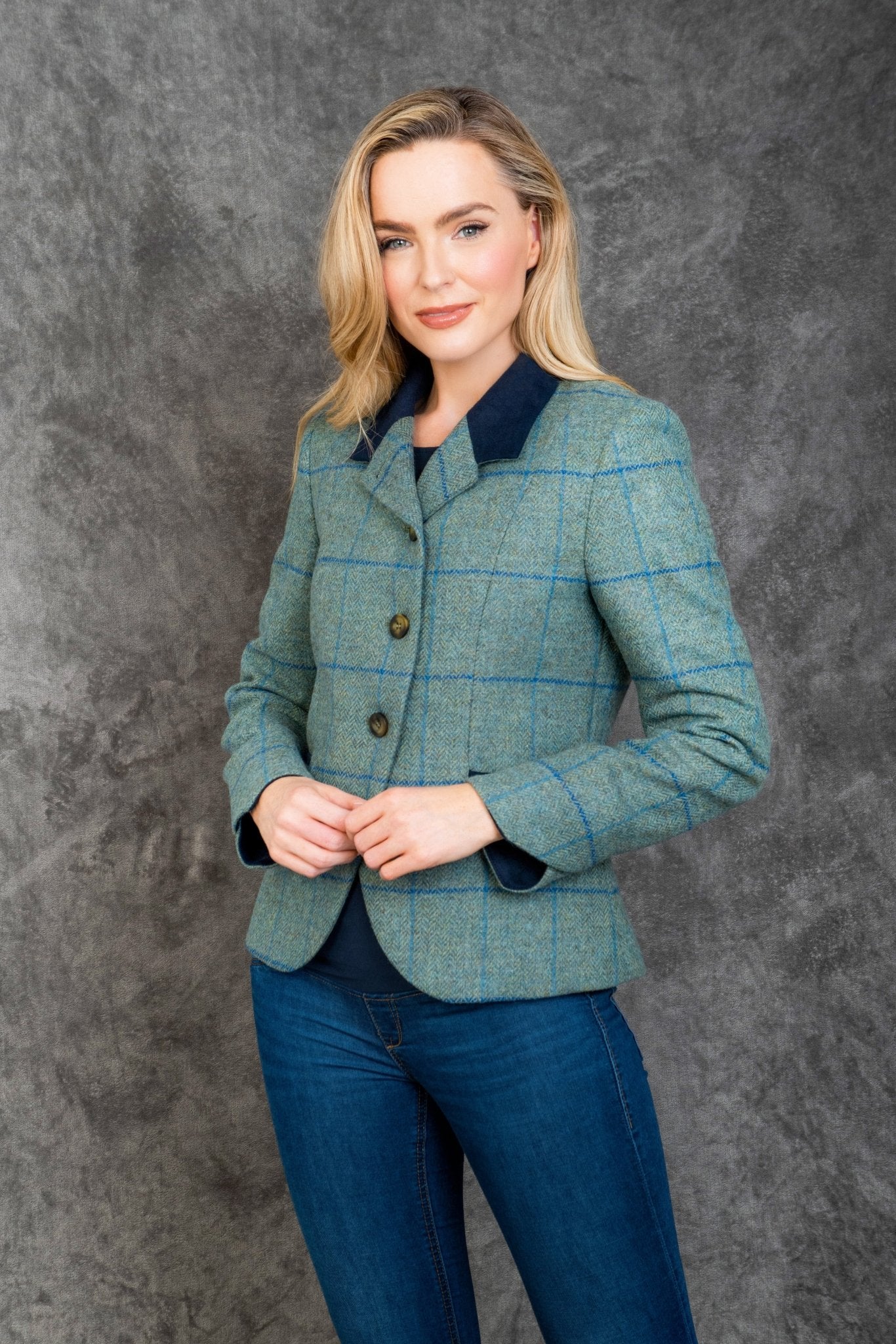 Jack Murphy Ireland - Sasha Tweed Jacket - Light Teal Check - Tweed