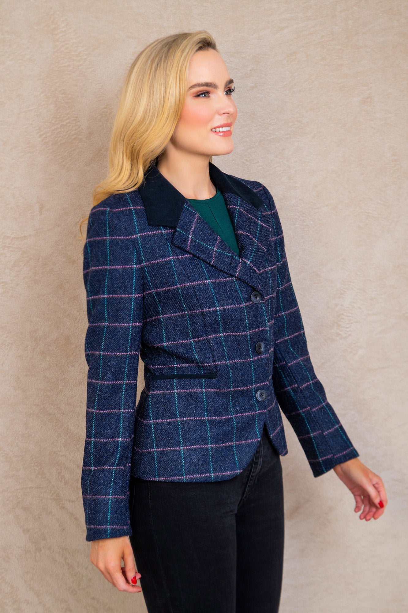 Sasha Tweed Jacket - Navy Dreamer - Jack Murphy Ireland