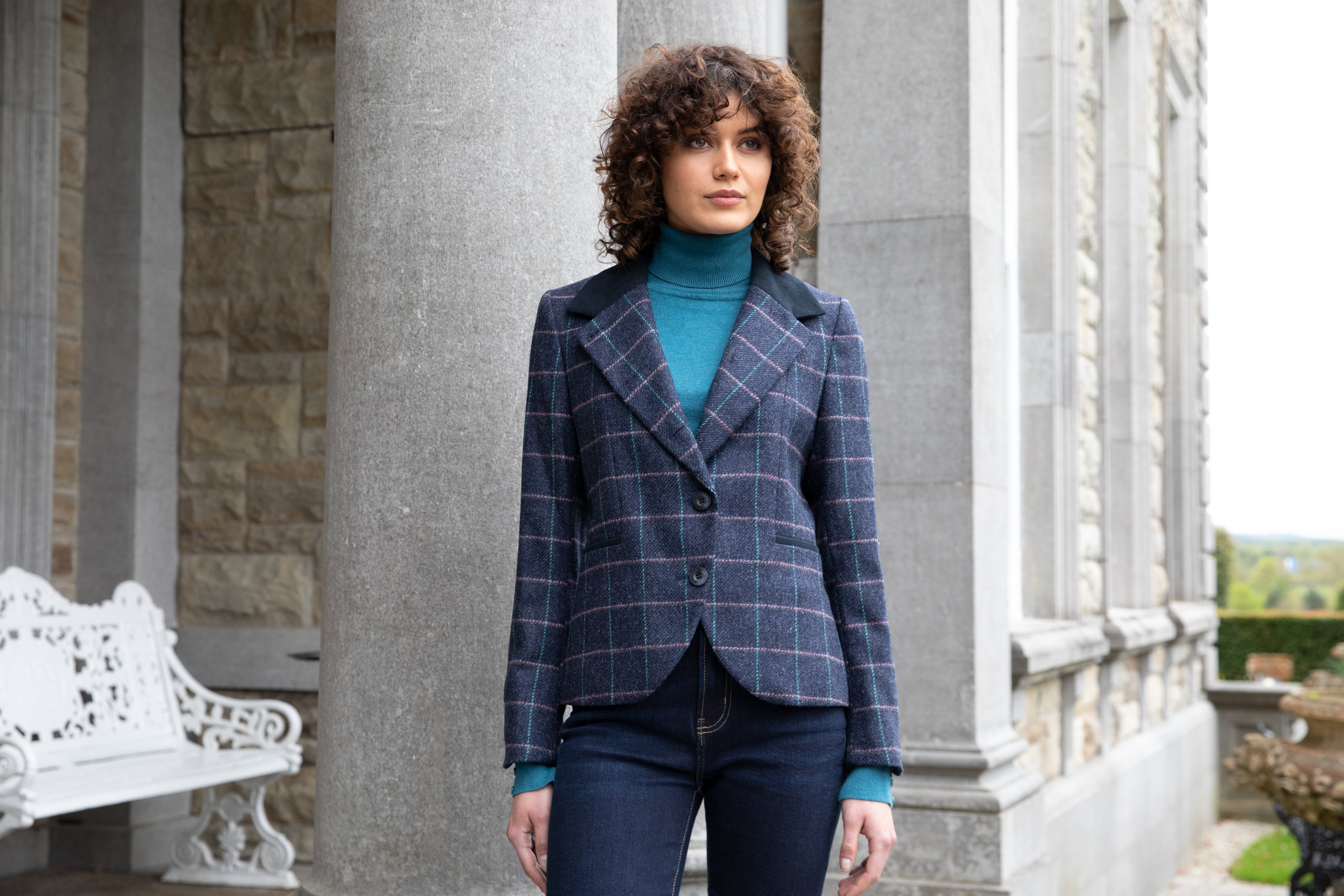Sasha Tweed Jacket - Navy Dreamer - Jack Murphy Ireland