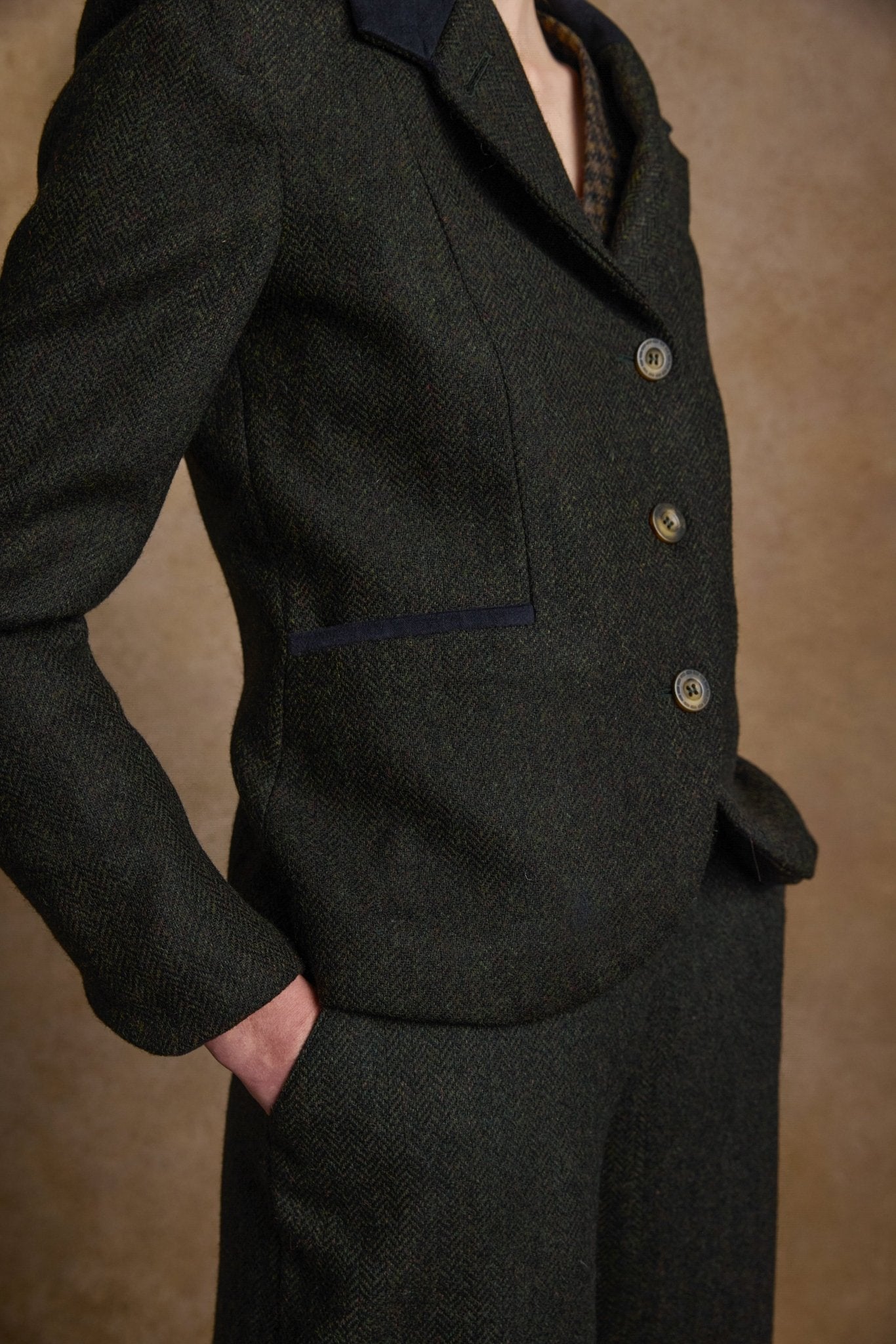 Jack Murphy Ireland - Sasha Tweed Jacket - Green Herringbone - Tweed