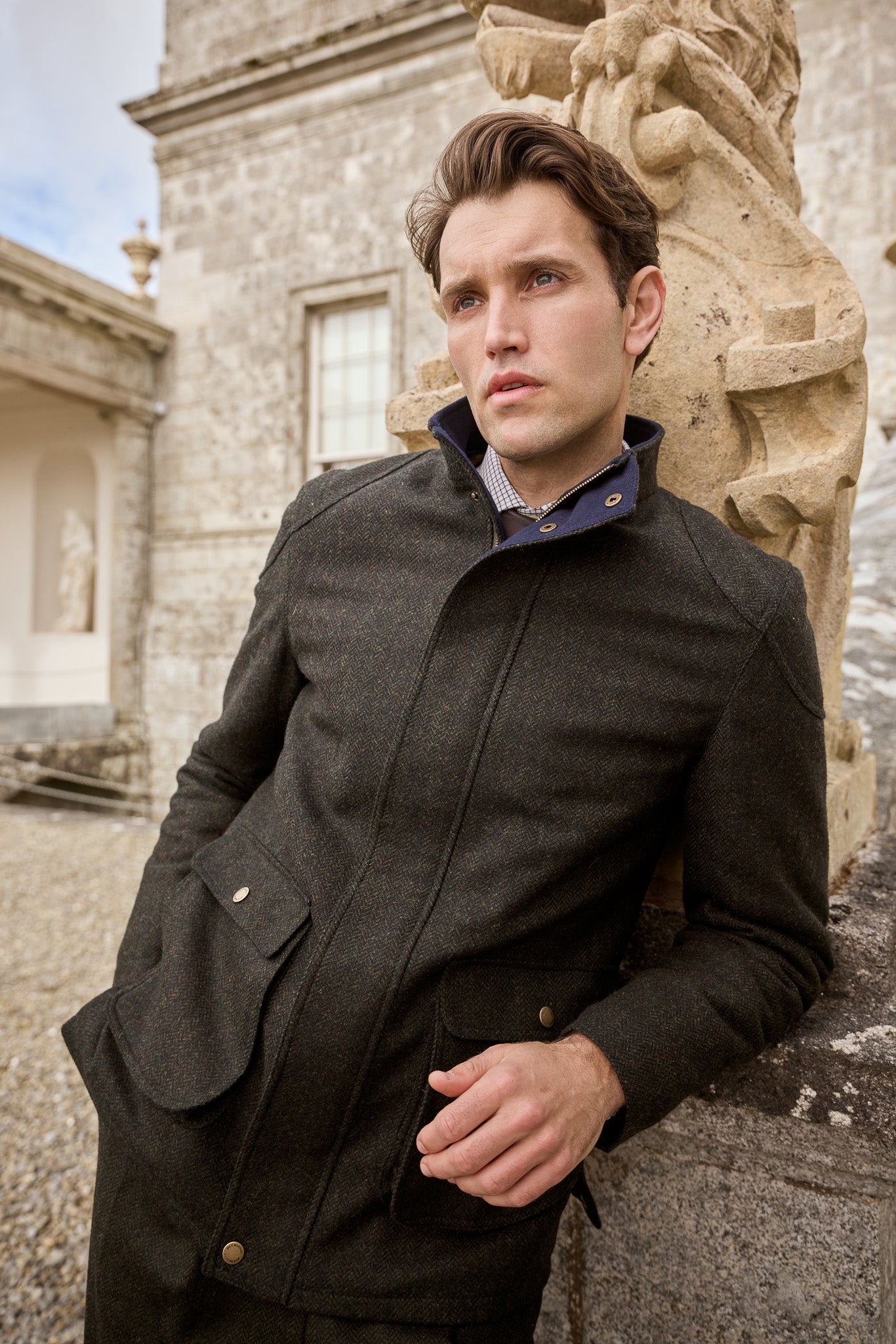 Seamus Tweed Jacket - Green Herringbone