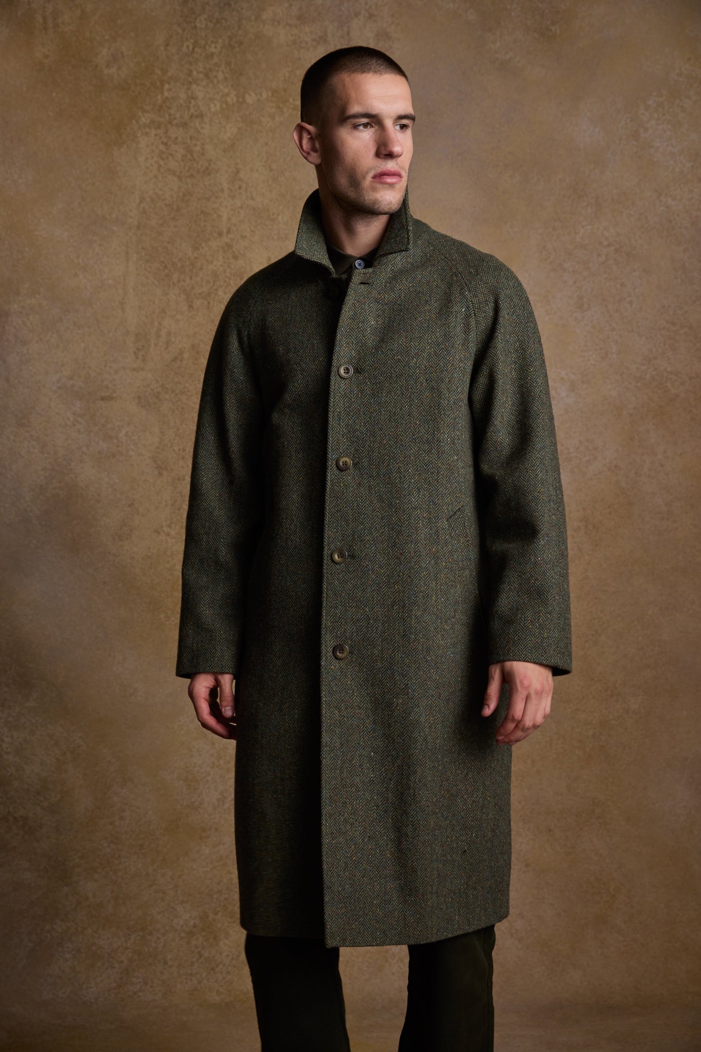 Jack Murphy Ireland - Sean Tweed Coat - Donegal Moss Herringbone - Tweed