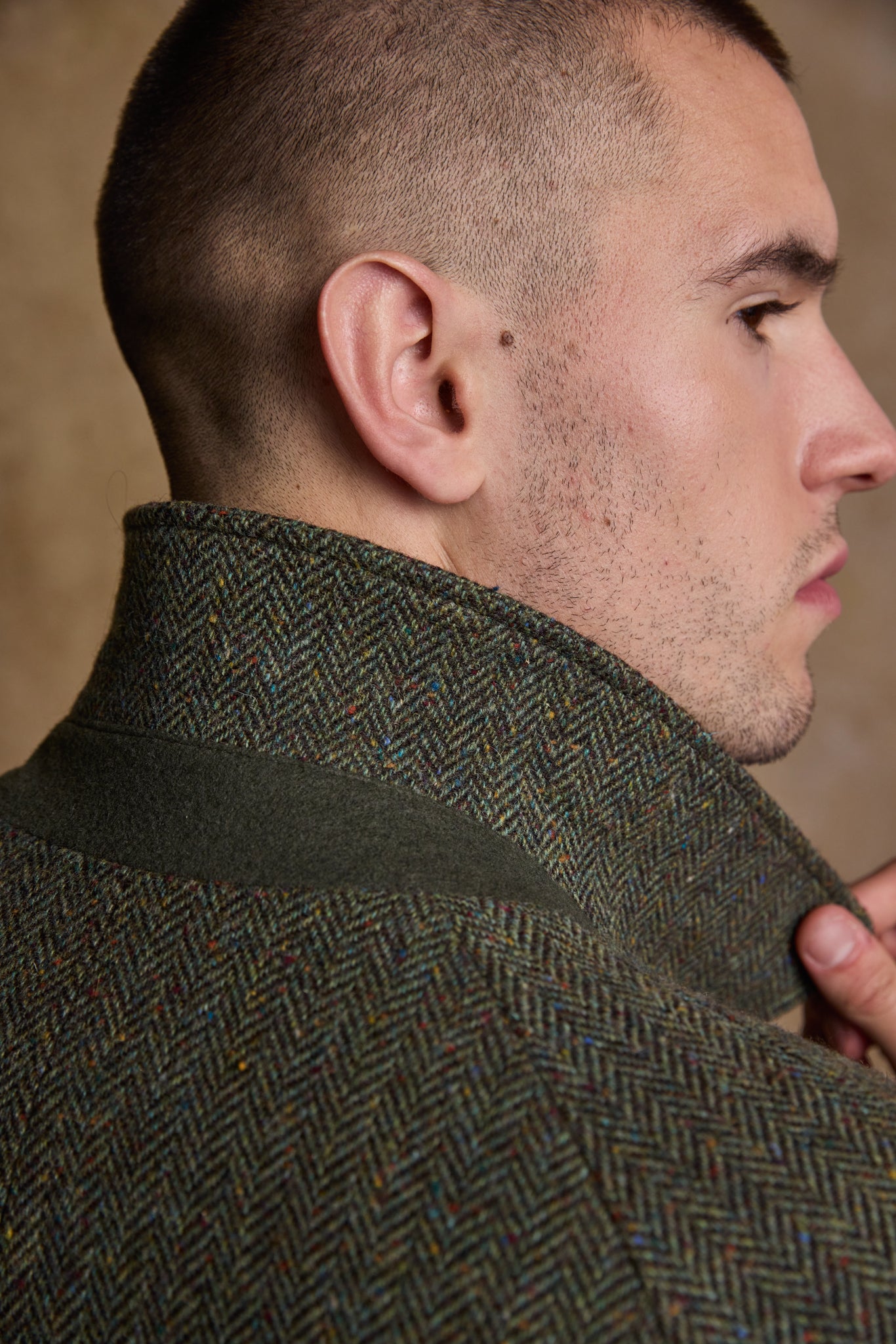 Jack Murphy Ireland - Sean Tweed Coat - Donegal Moss Herringbone - Tweed