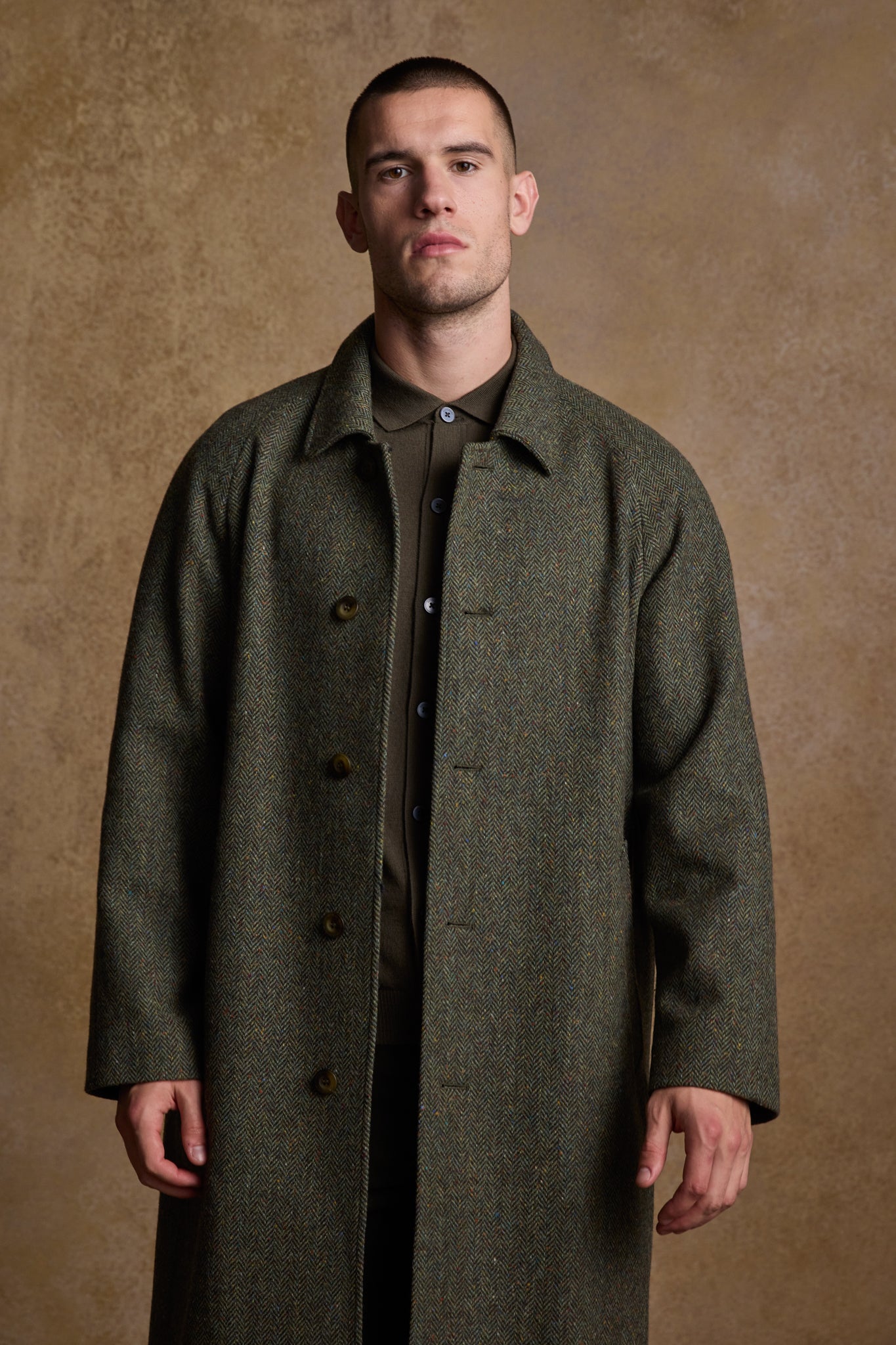 Jack Murphy Ireland - Sean Tweed Coat - Donegal Moss Herringbone - Tweed