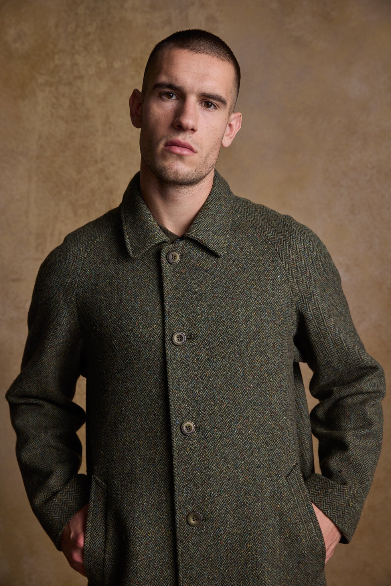 Jack Murphy Ireland - Sean Tweed Coat - Donegal Moss Herringbone - Tweed