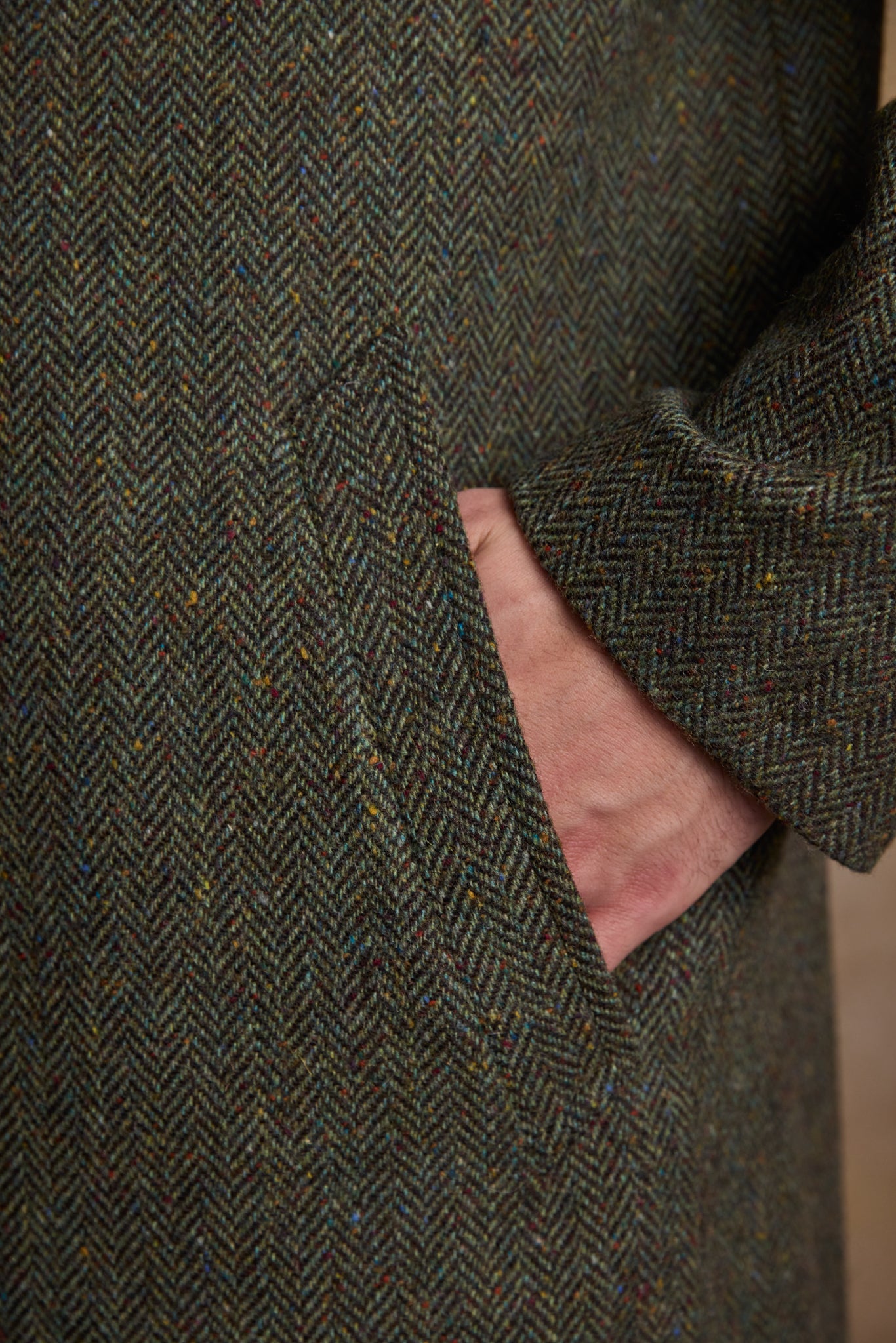 Jack Murphy Ireland - Sean Tweed Coat - Donegal Moss Herringbone - Tweed