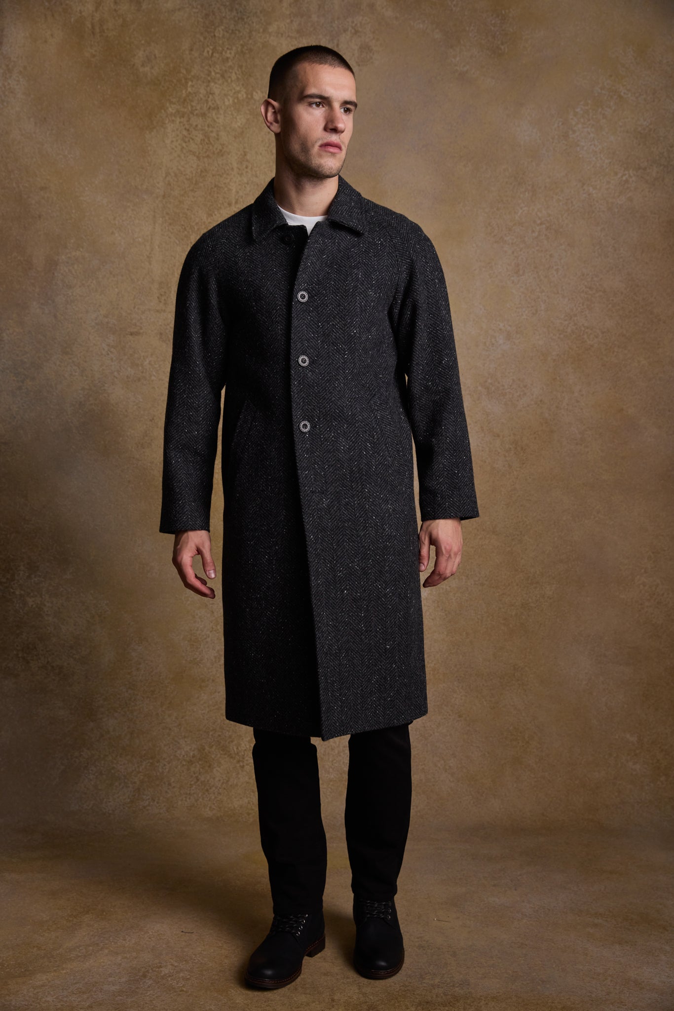 Sean Tweed Coat - Donegal Grey Herringbone