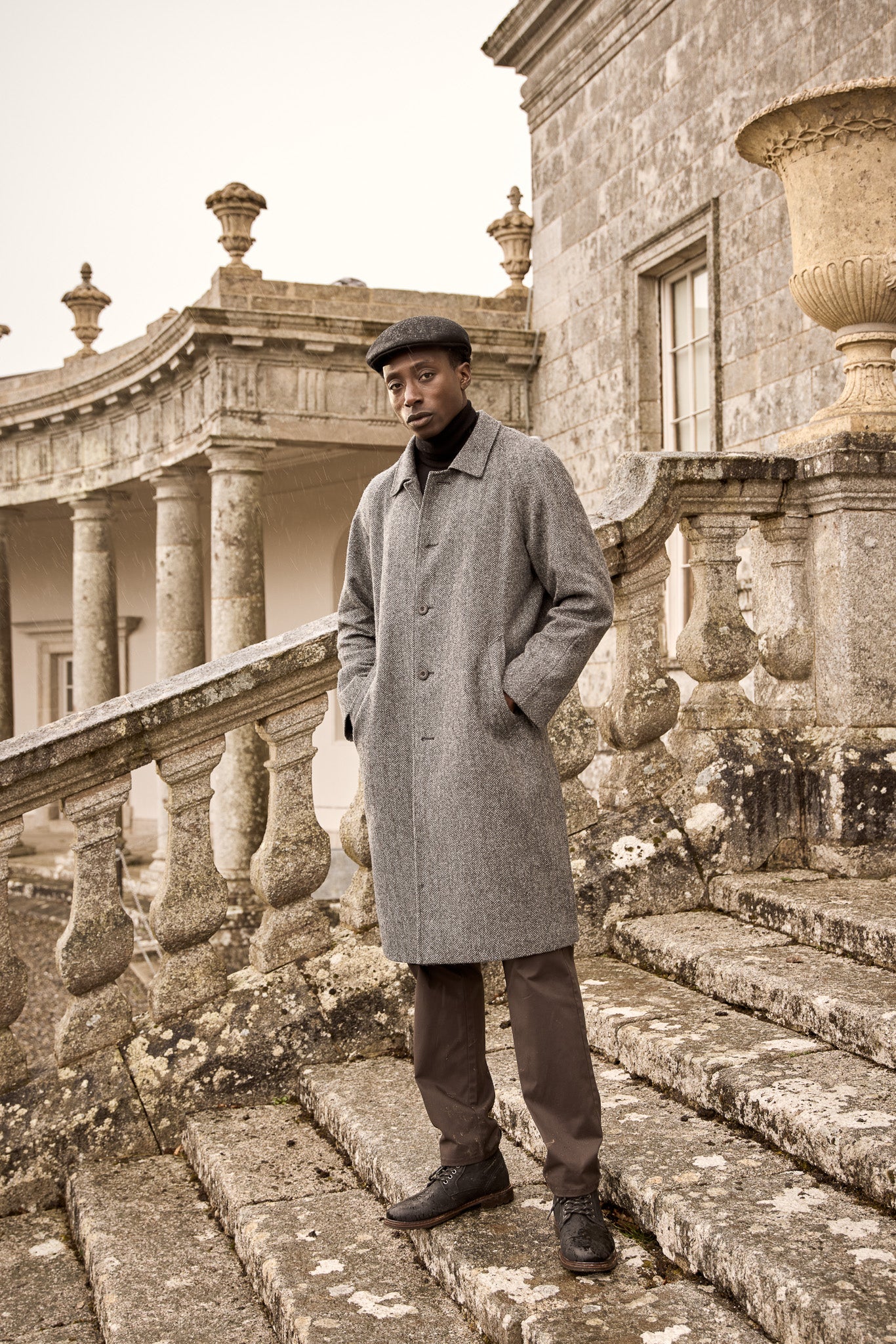 Sean Tweed Coat - Charcoal Herringbone