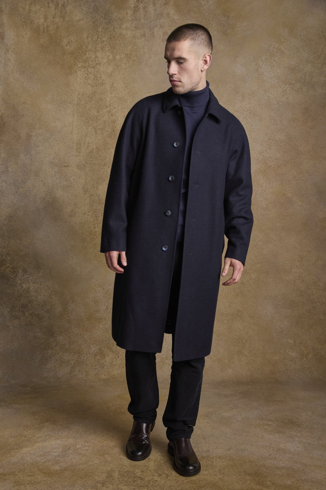 Jack Murphy Ireland - Sean Tweed Coat - Deep Navy Melton - Tweed