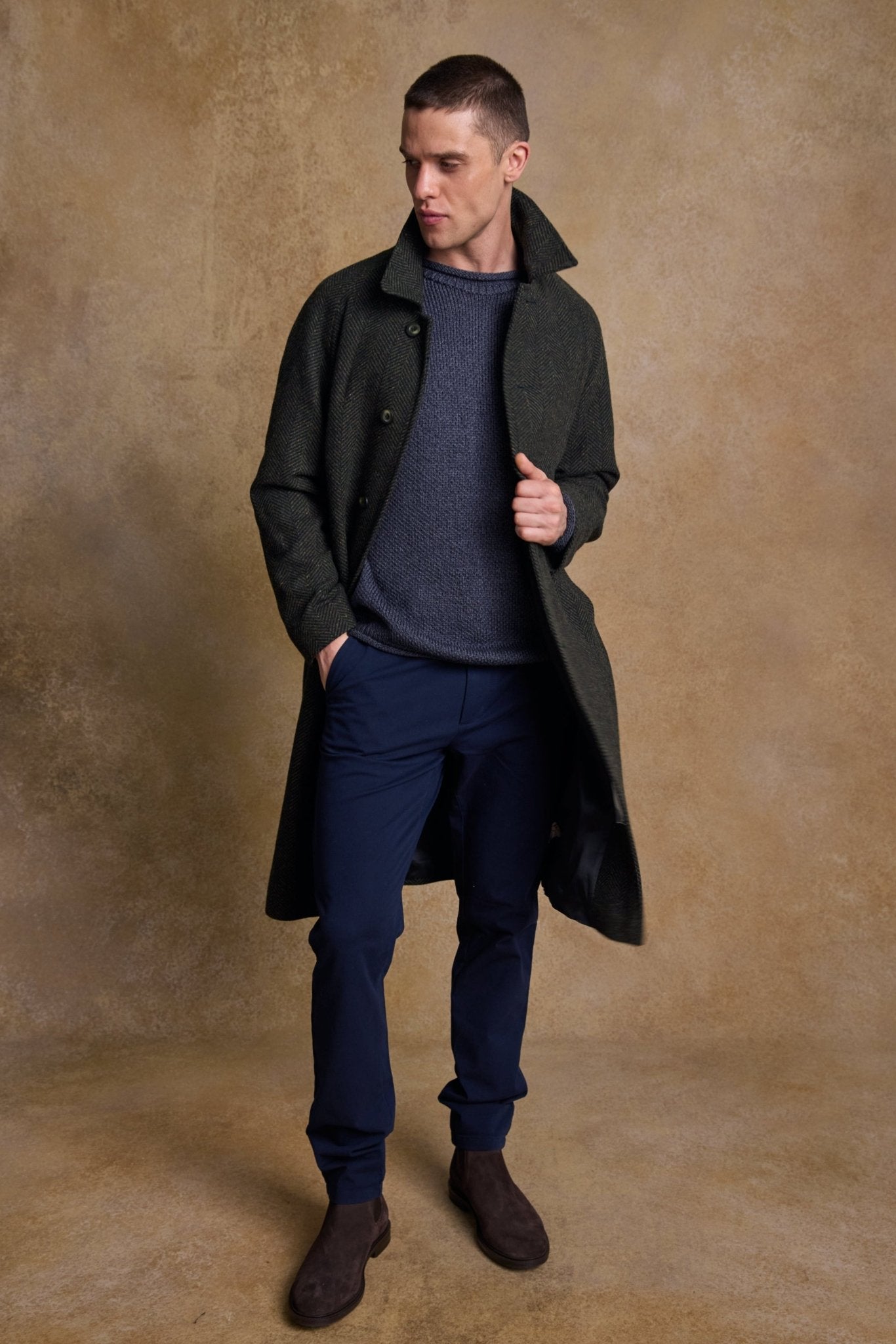 Jack Murphy Clothing - Sean Tweed Coat - Donegal Pine Herringbone - Tweed