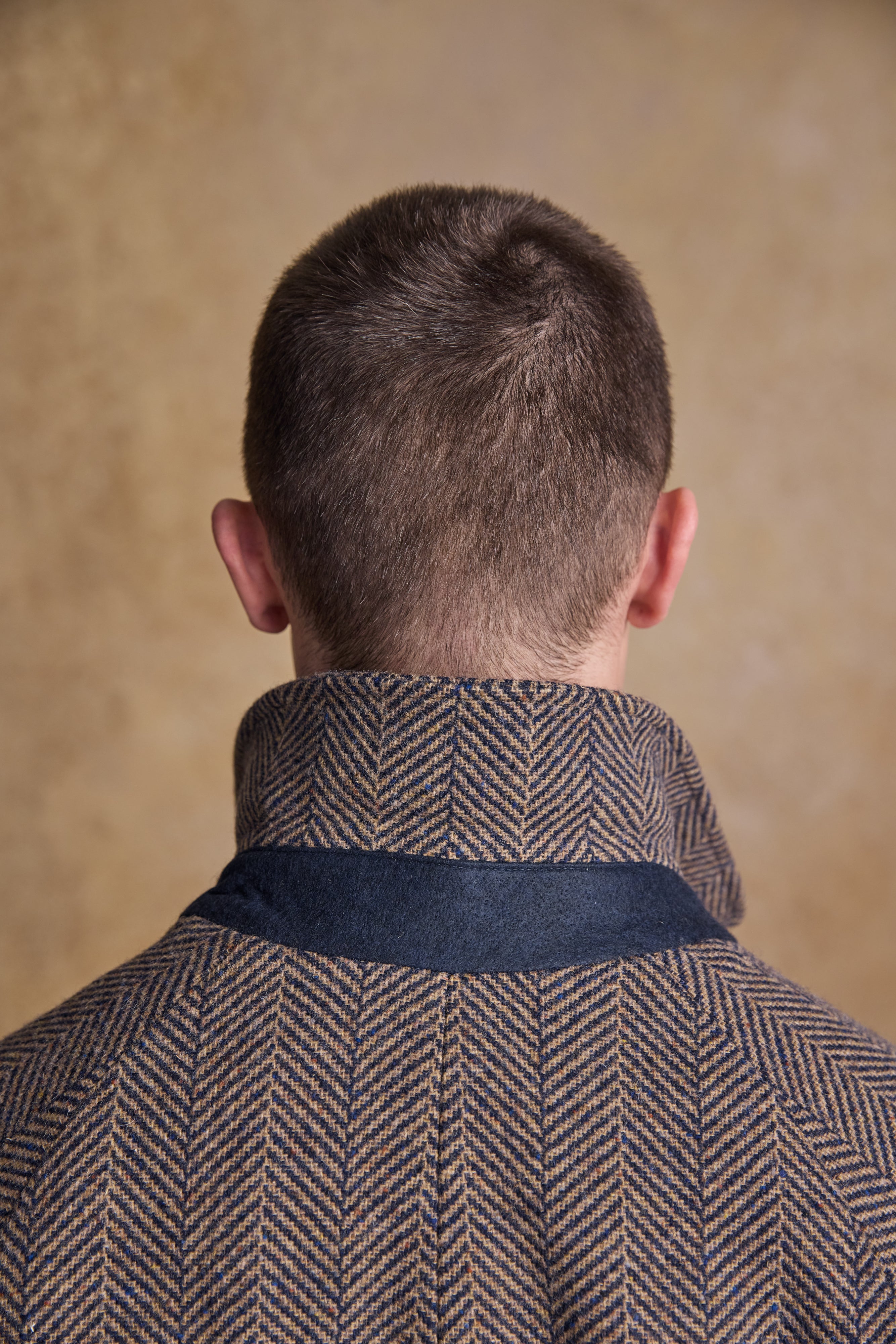 Owen Tweed Coat - Olivgrünes breites Fischgrätenmuster