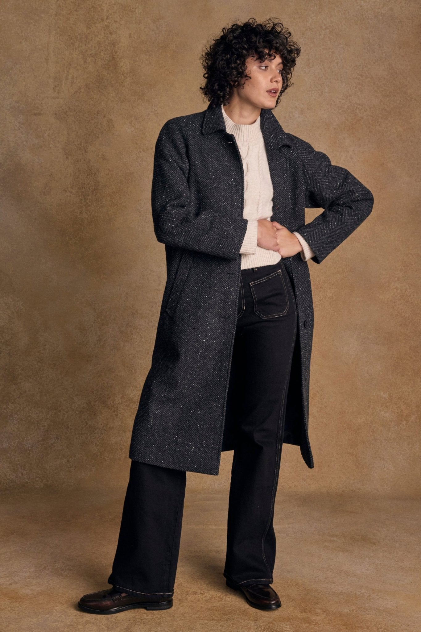 Jack Murphy Ireland - Shauna Tweed Coat - Donegal Grey Herringbone - Tweed