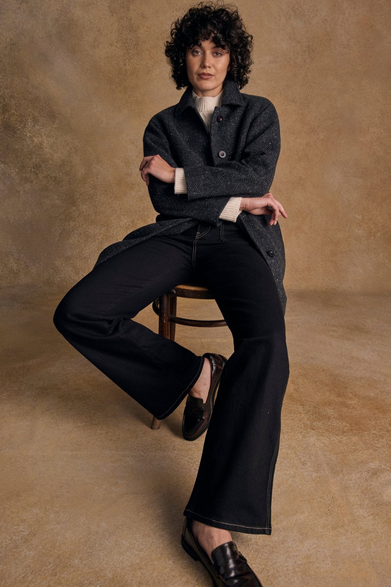 Jack Murphy Ireland - Shauna Tweed Coat - Donegal Grey Herringbone - Tweed