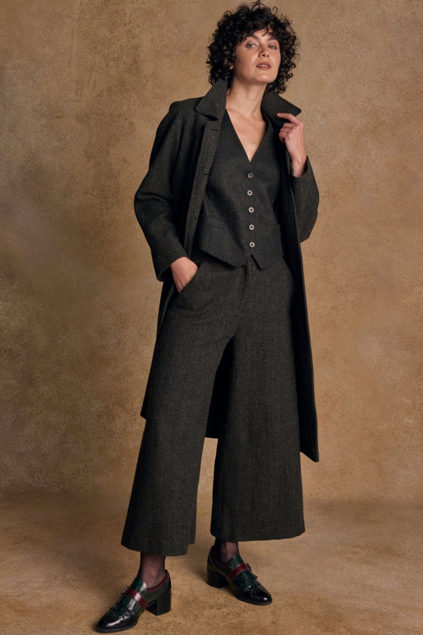 Jack Murphy Ireland - Enya Tweed Culottes - Donegal Pine Herringbone - Tweed