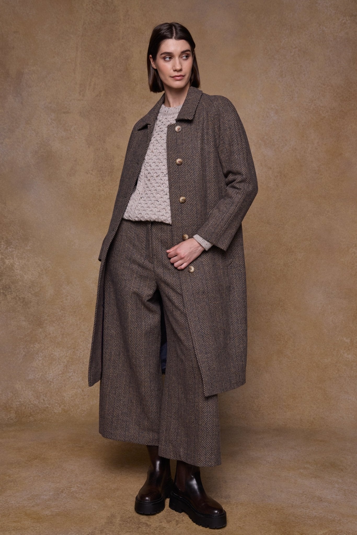 Jack Murphy Clothing - Shauna Tweed Coat - Donegal Wheat Herringbone - Tweed