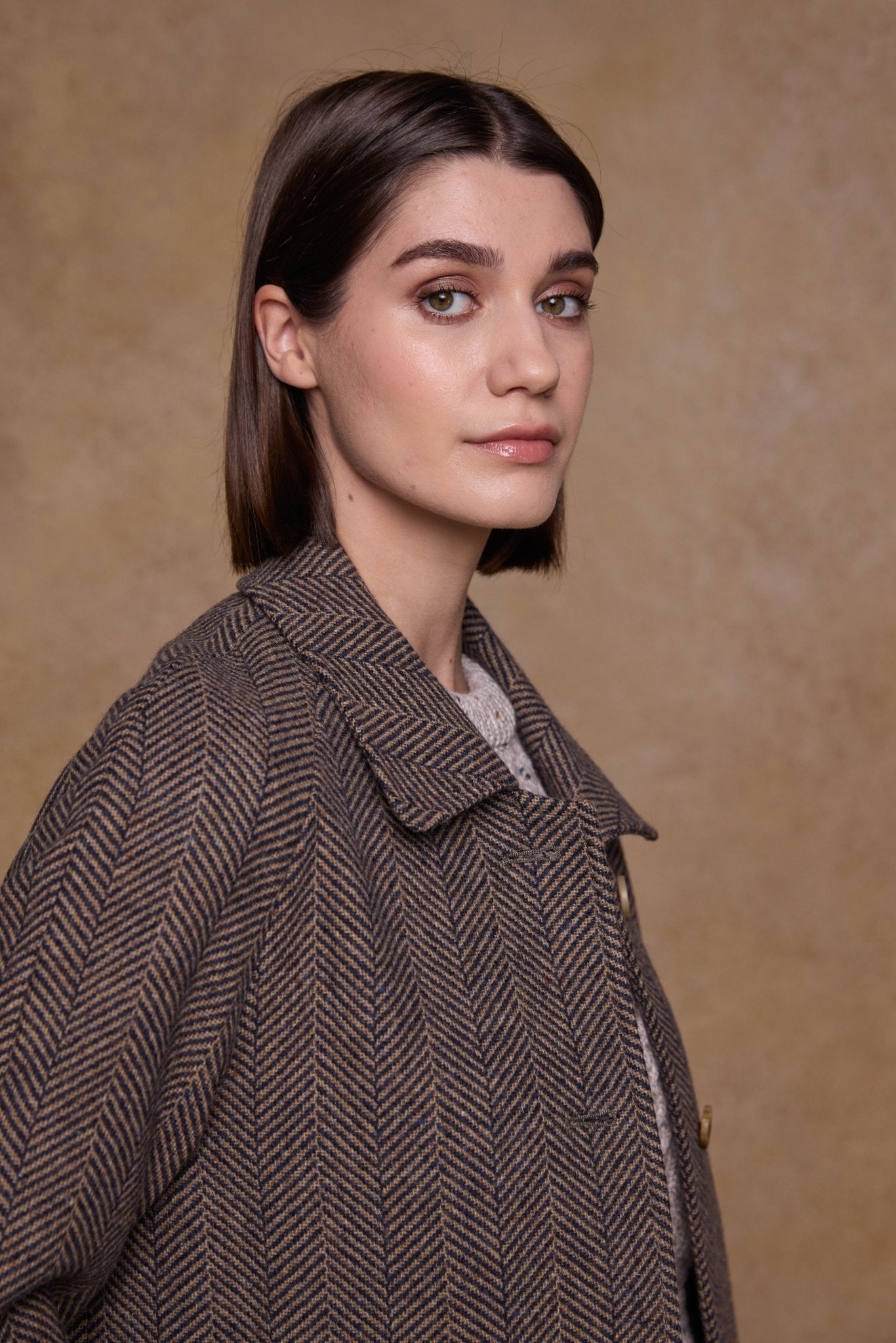 Jack Murphy Clothing - Shauna Tweed Coat - Donegal Wheat Herringbone - Tweed
