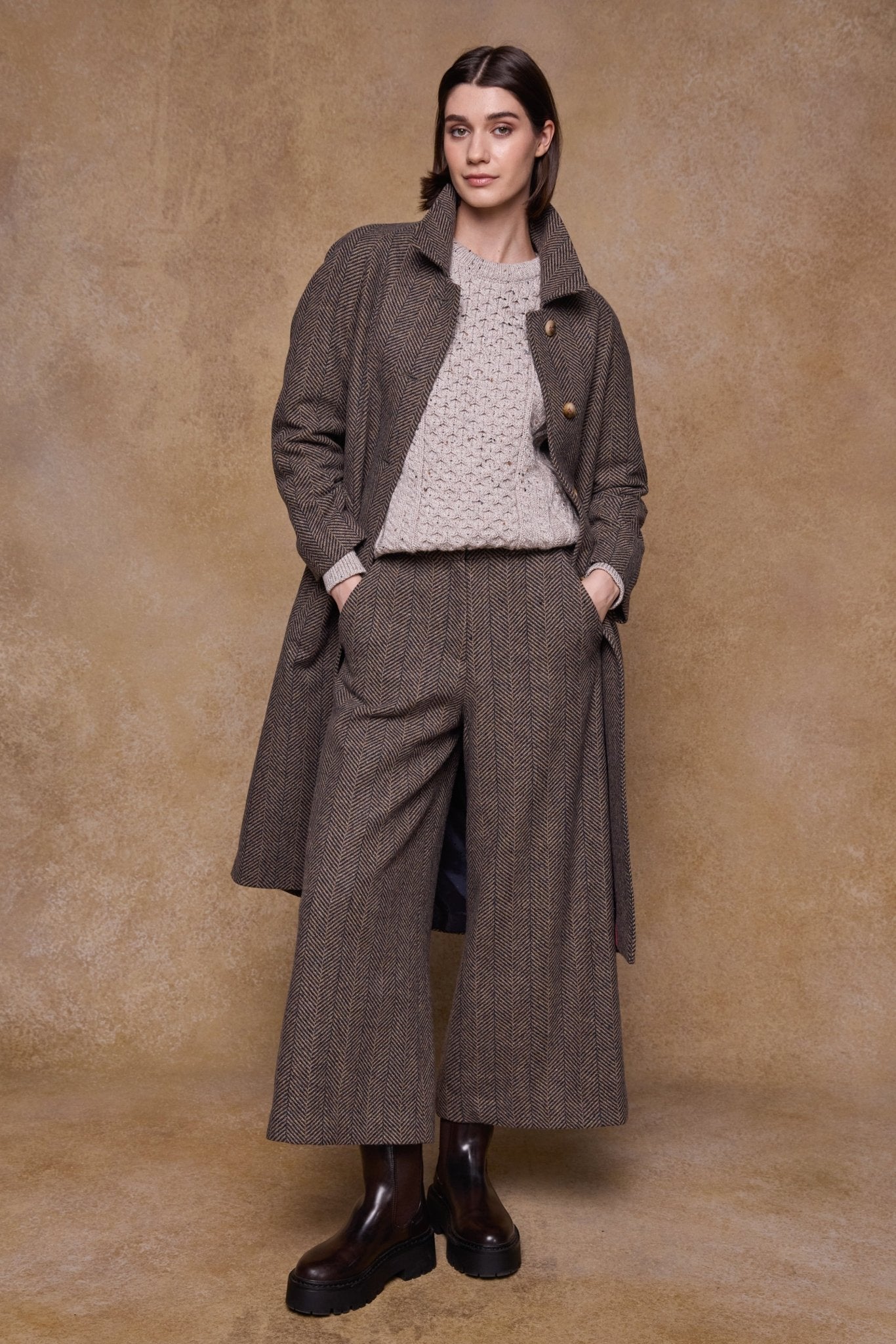 Jack Murphy Clothing - Enya Tweed Culottes - Donegal Wheat Herringbone - Tweed
