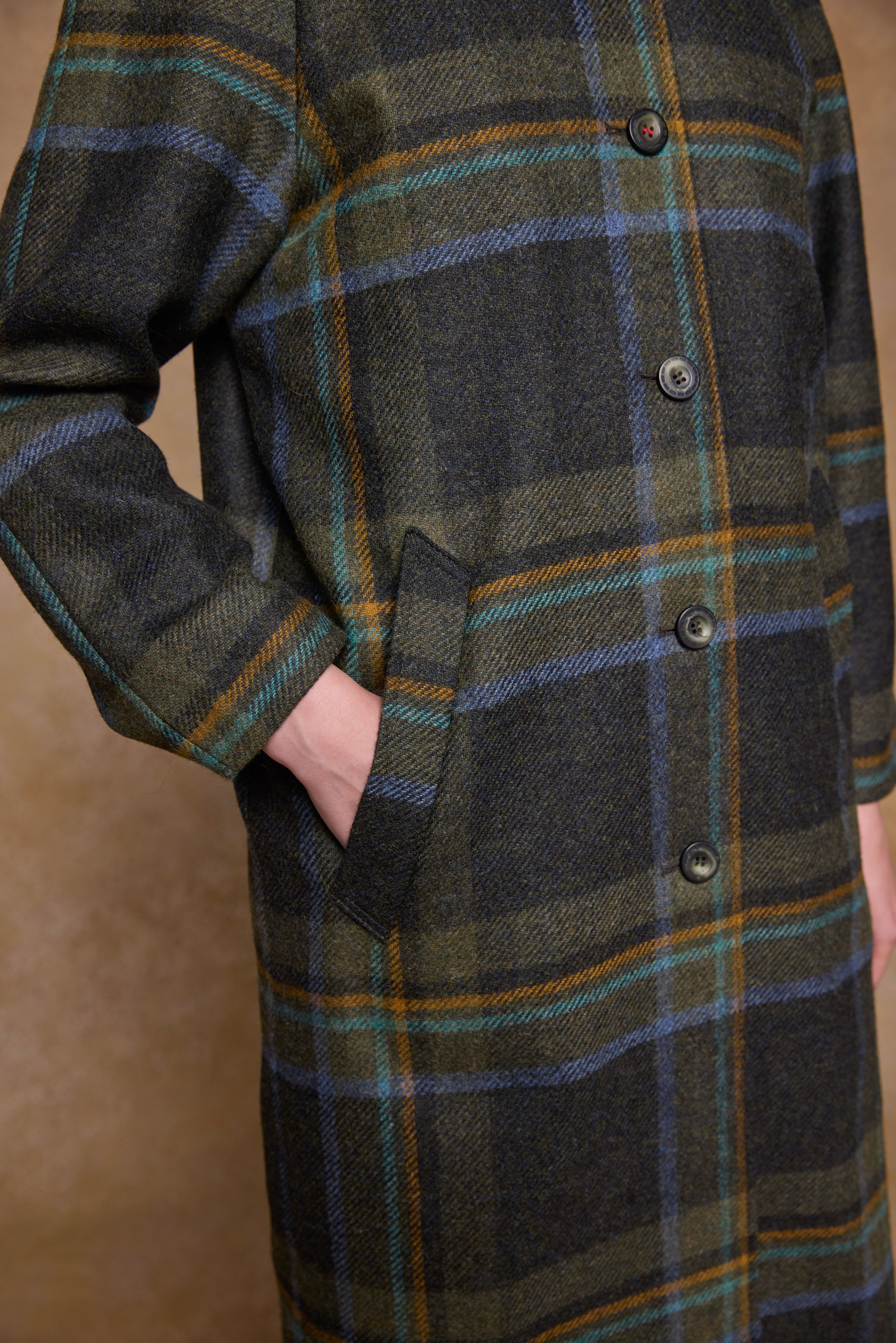 Shauna Tweed Coat - Sage & Emerald Check
