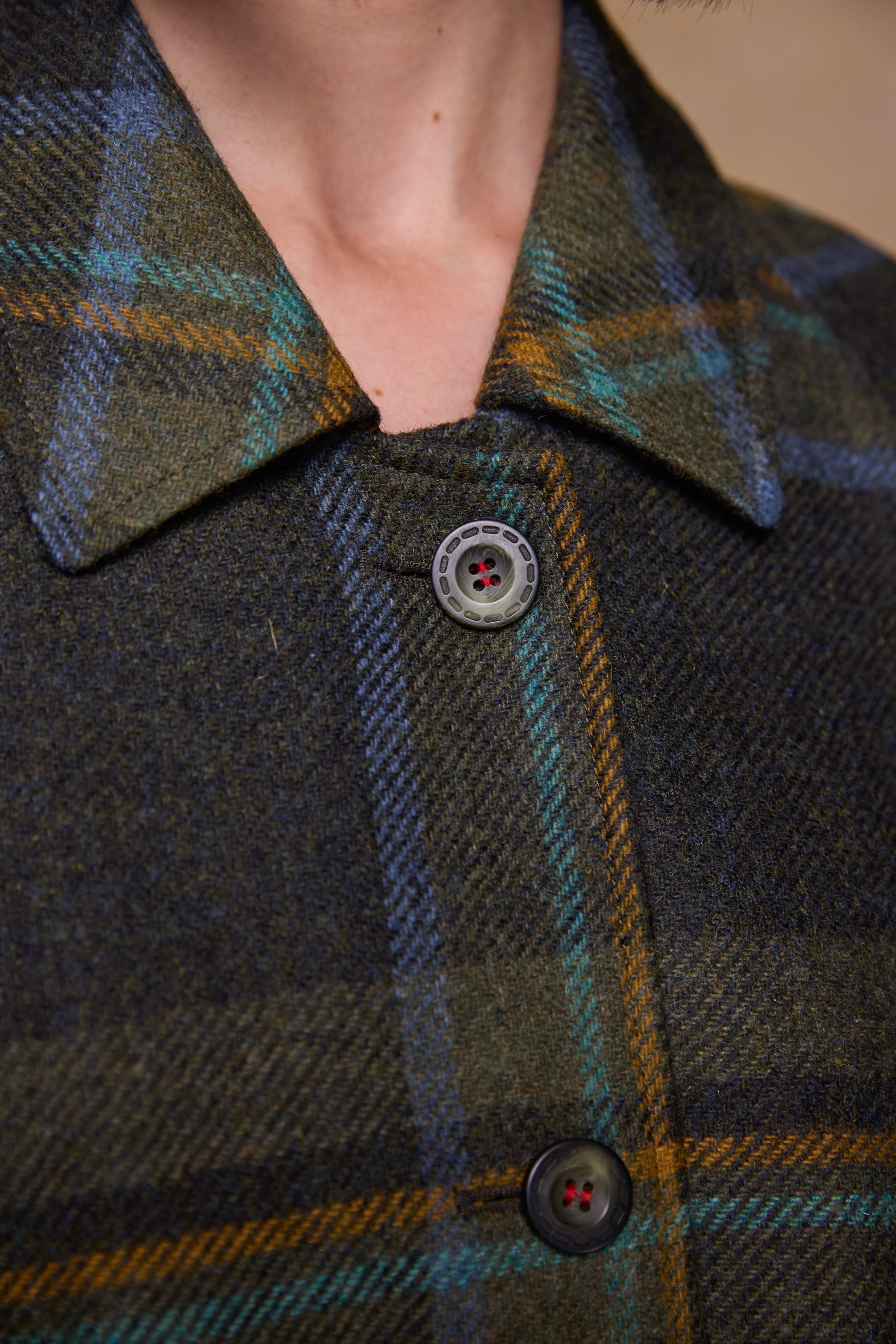Shauna Tweed Coat - Sage & Emerald Check