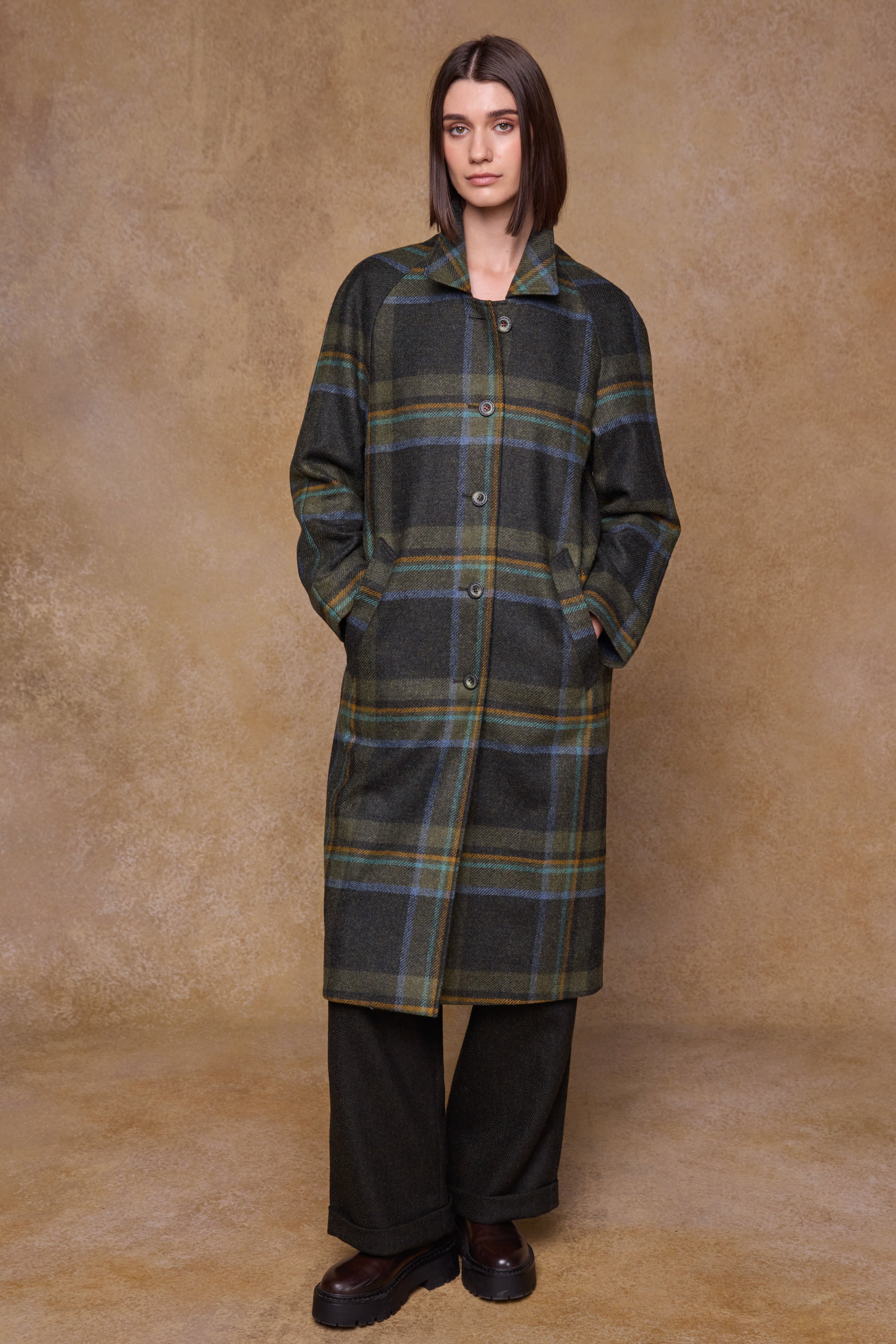 Shauna Tweed Coat - Sage & Emerald Check