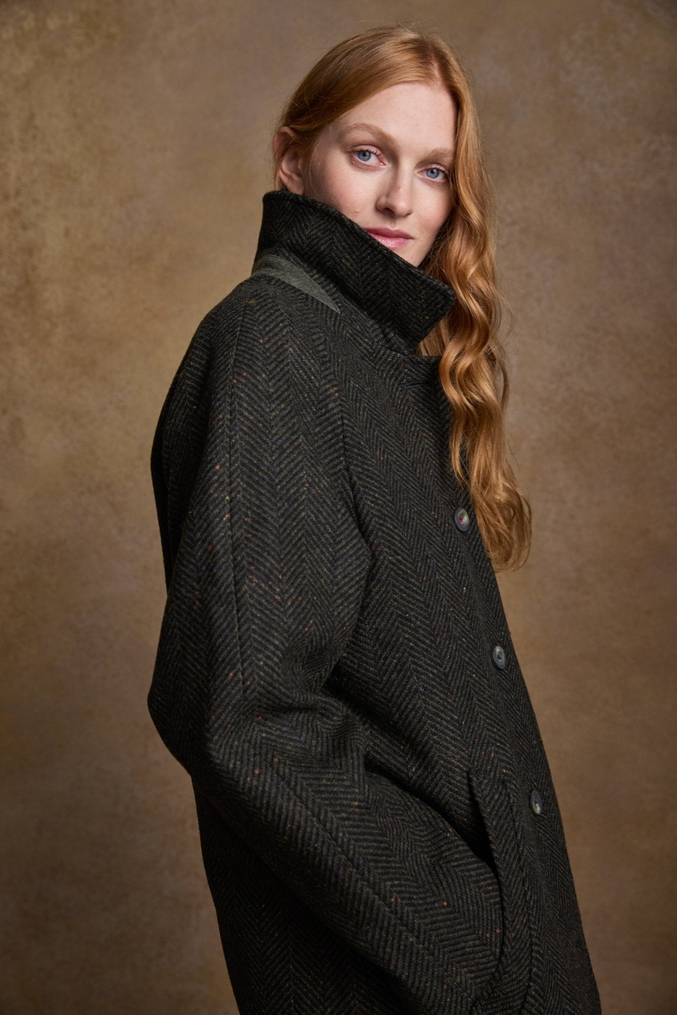 Jack Murphy Ireland - Shauna Tweed Coat - Donegal Pine Herringbone - Tweed