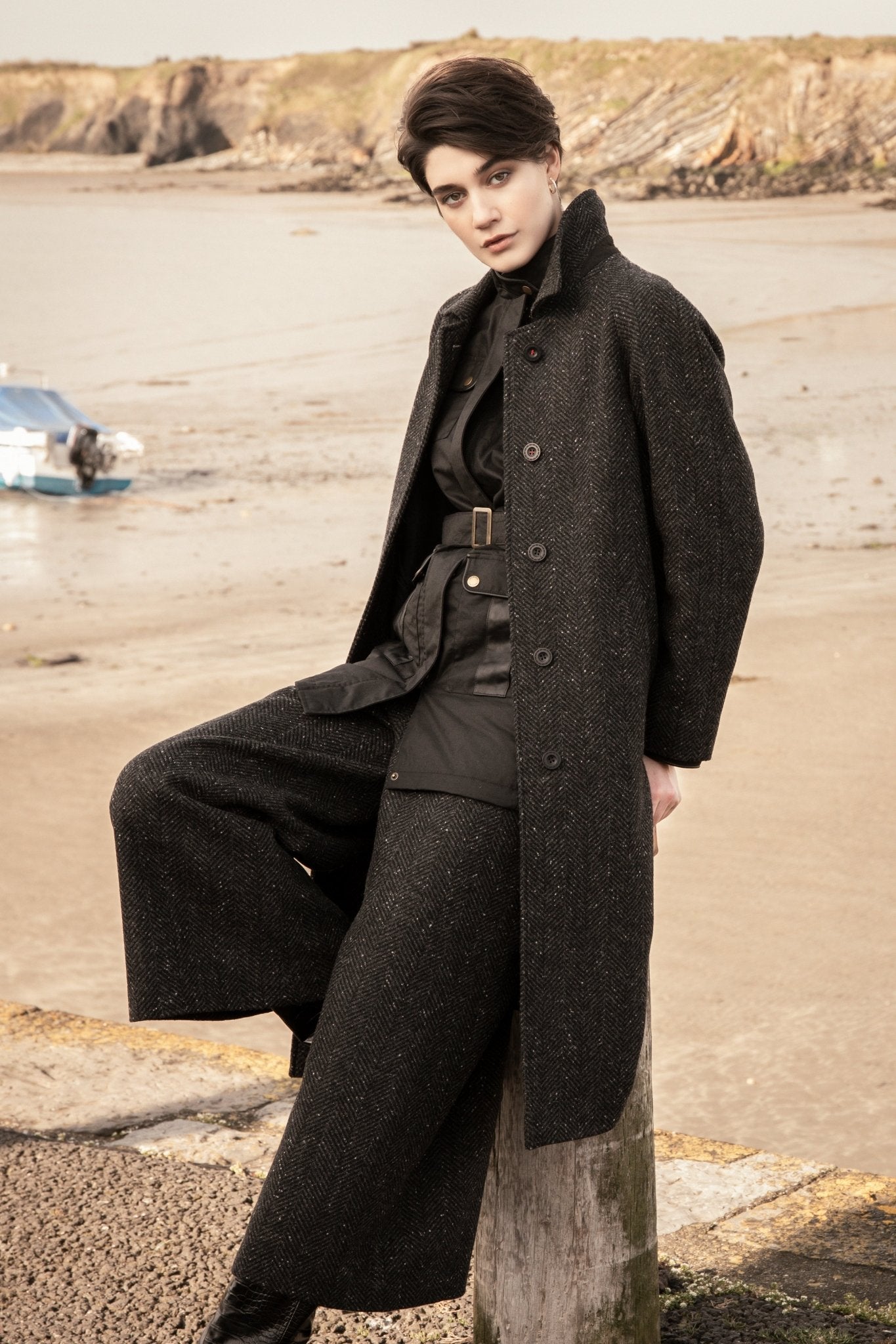 Jack Murphy Ireland - Enya Tweed Culottes - Donegal Grey Herringbone - Tweed
