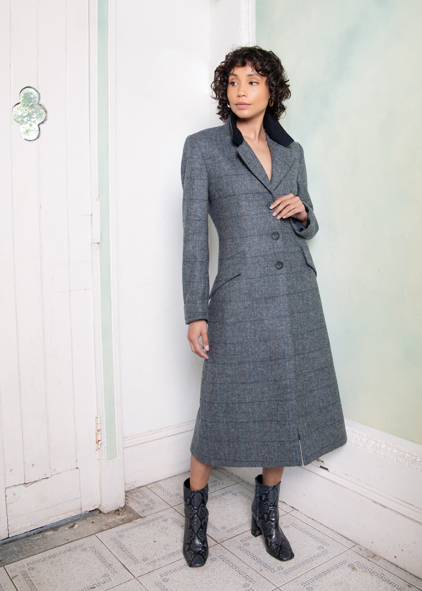 Fran Tweed Coat - Grey Check - Jack Murphy Ireland