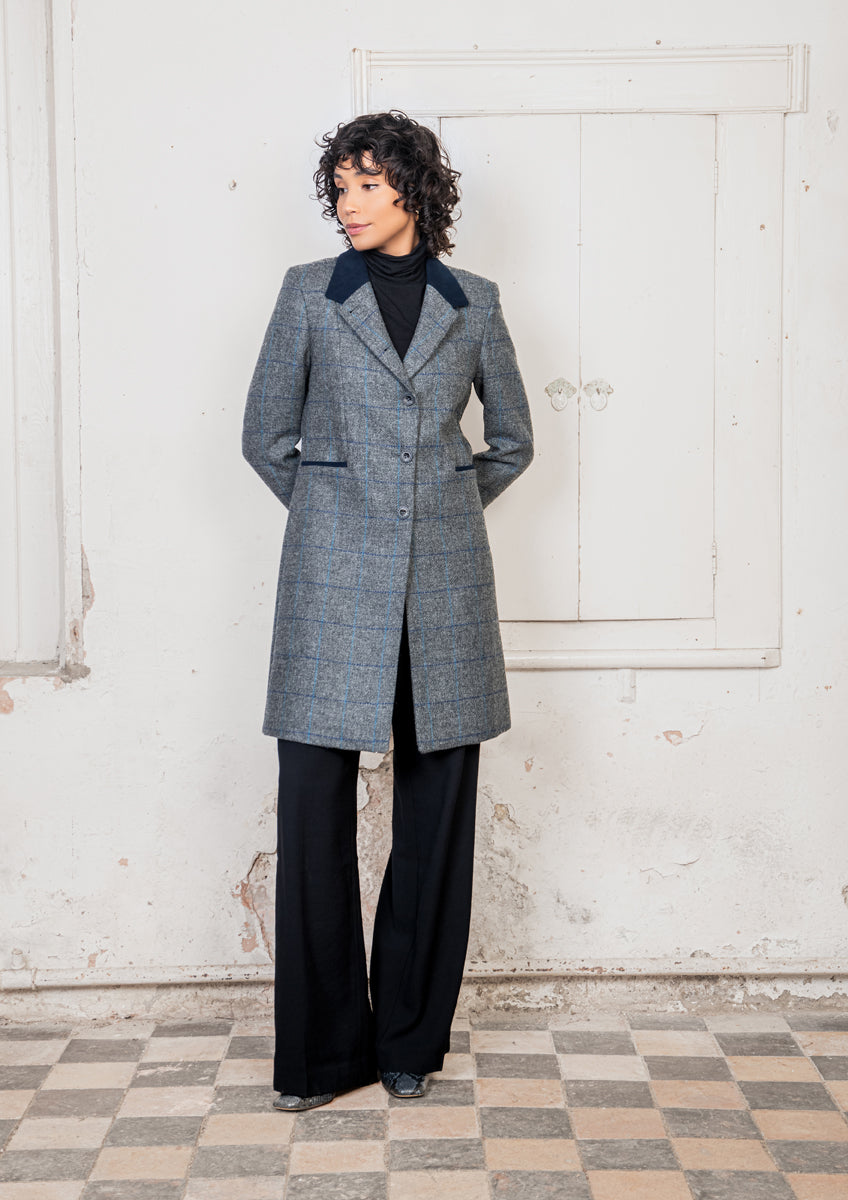 Isabella Tweed Coat - Grey Check - Jack Murphy Ireland
