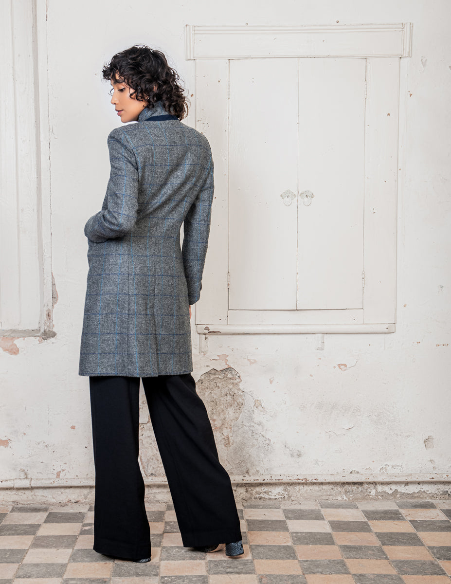 Isabella Tweed Coat - Grey Check - Jack Murphy Ireland