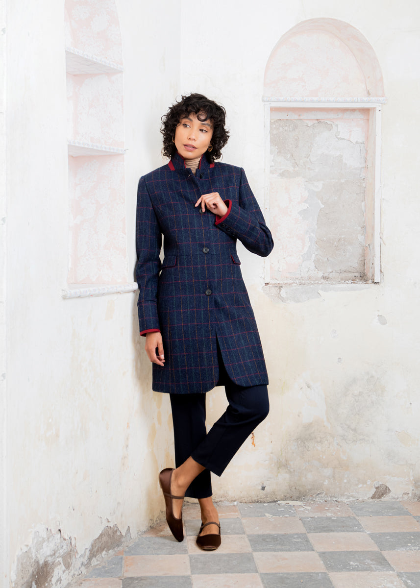 Pamela Tweed Coat - Primary Navy - Jack Murphy Ireland