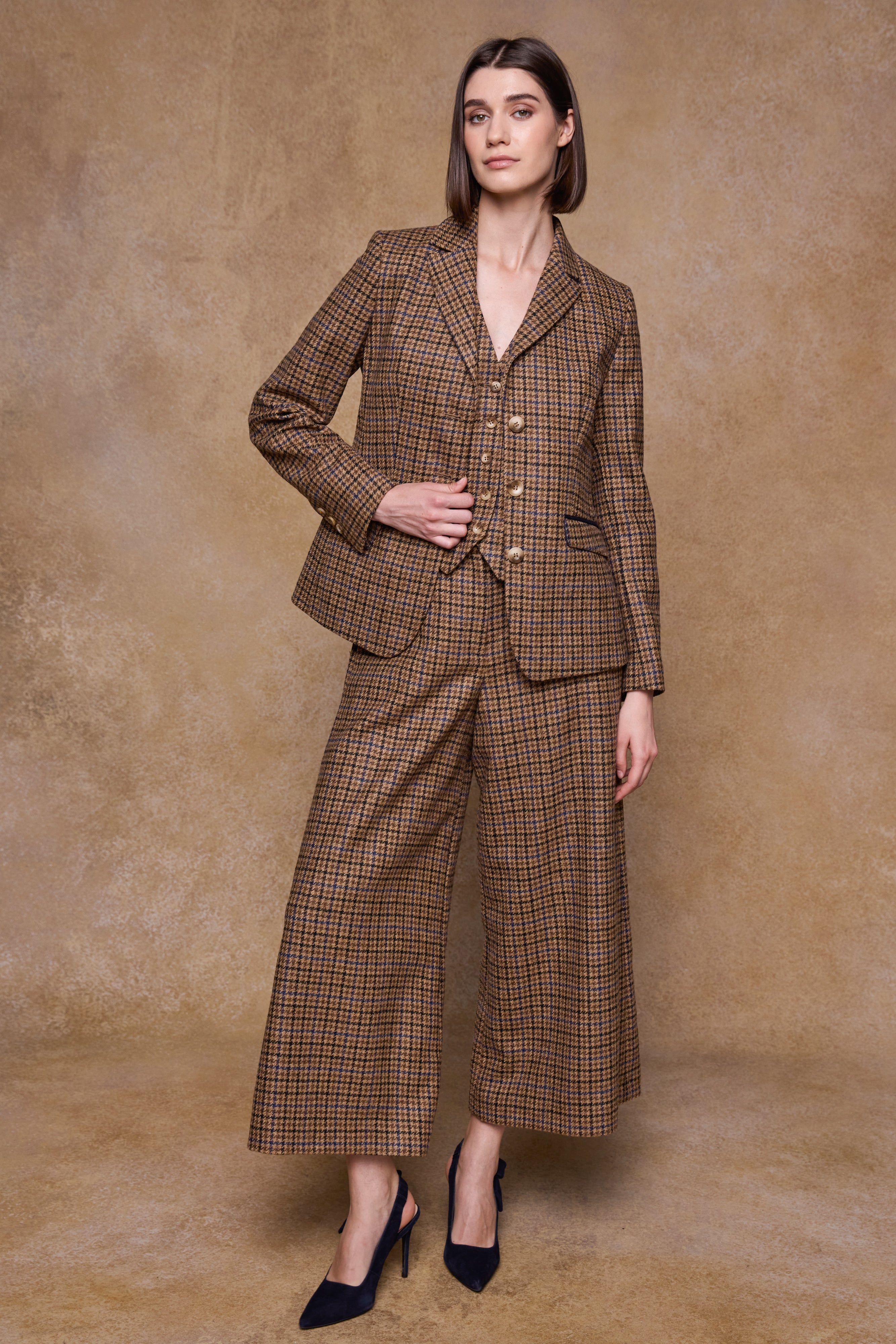 Enya Tweed-Culotte - Donegal Grey Herringbone