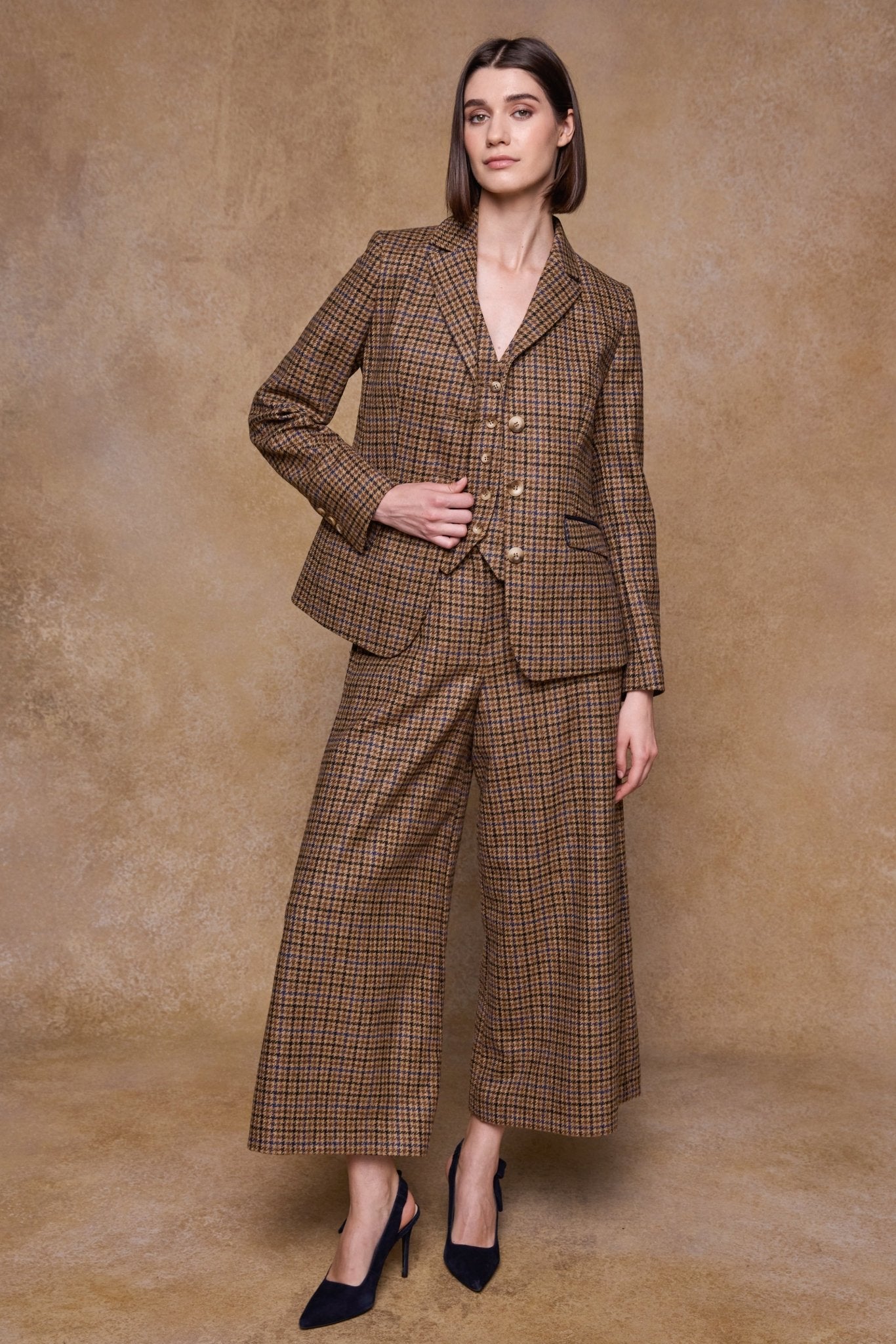 Jack Murphy Clothing - Enya Tweed Culottes - Blue Driftwood Check - Tweed