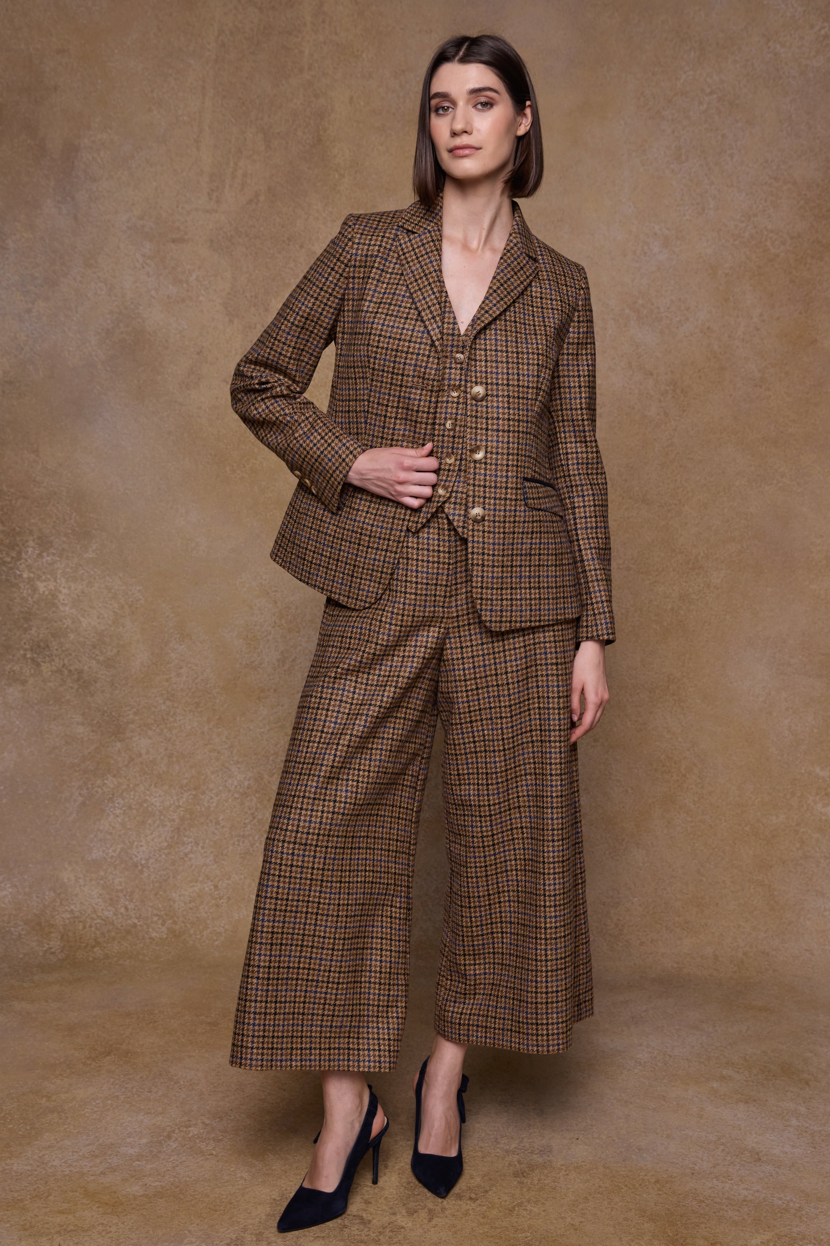 Tara Tweed Hacking Jacket - Blue Driftwood Check